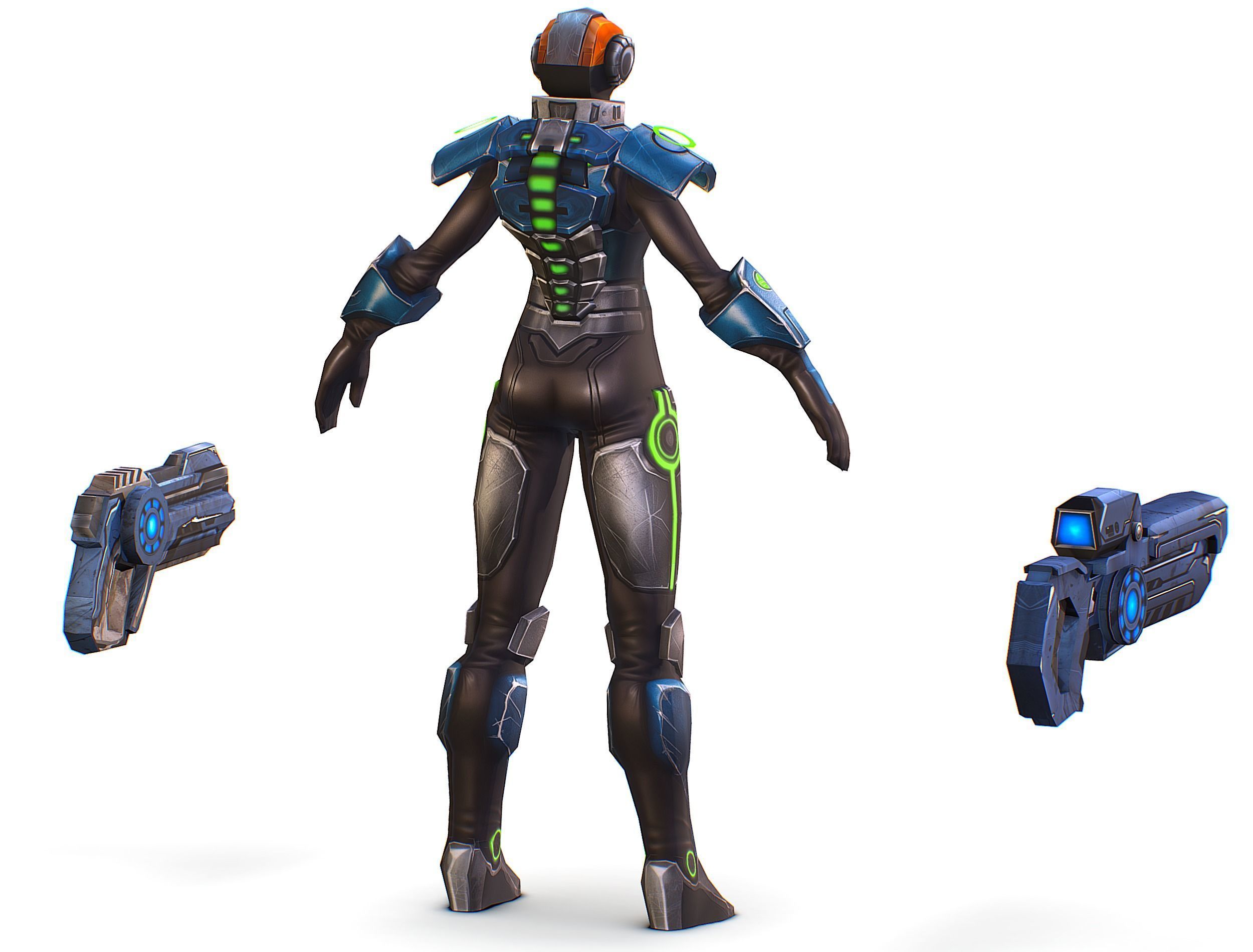 Cartoon Sci-Fi Cyborg Drone Trooper Soldier Low-poly 3D model_10