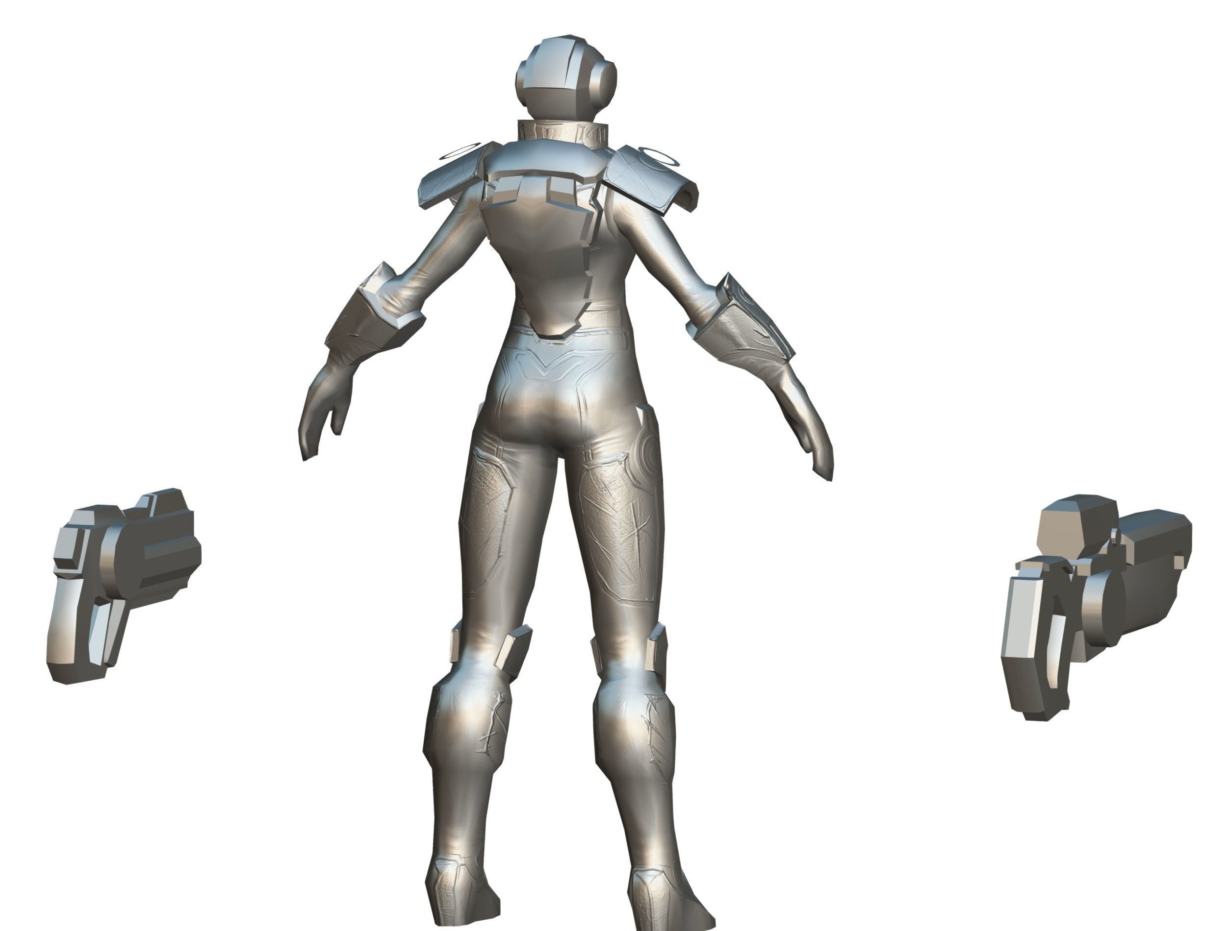 Cartoon Sci-Fi Cyborg Drone Trooper Soldier Low-poly 3D model_64
