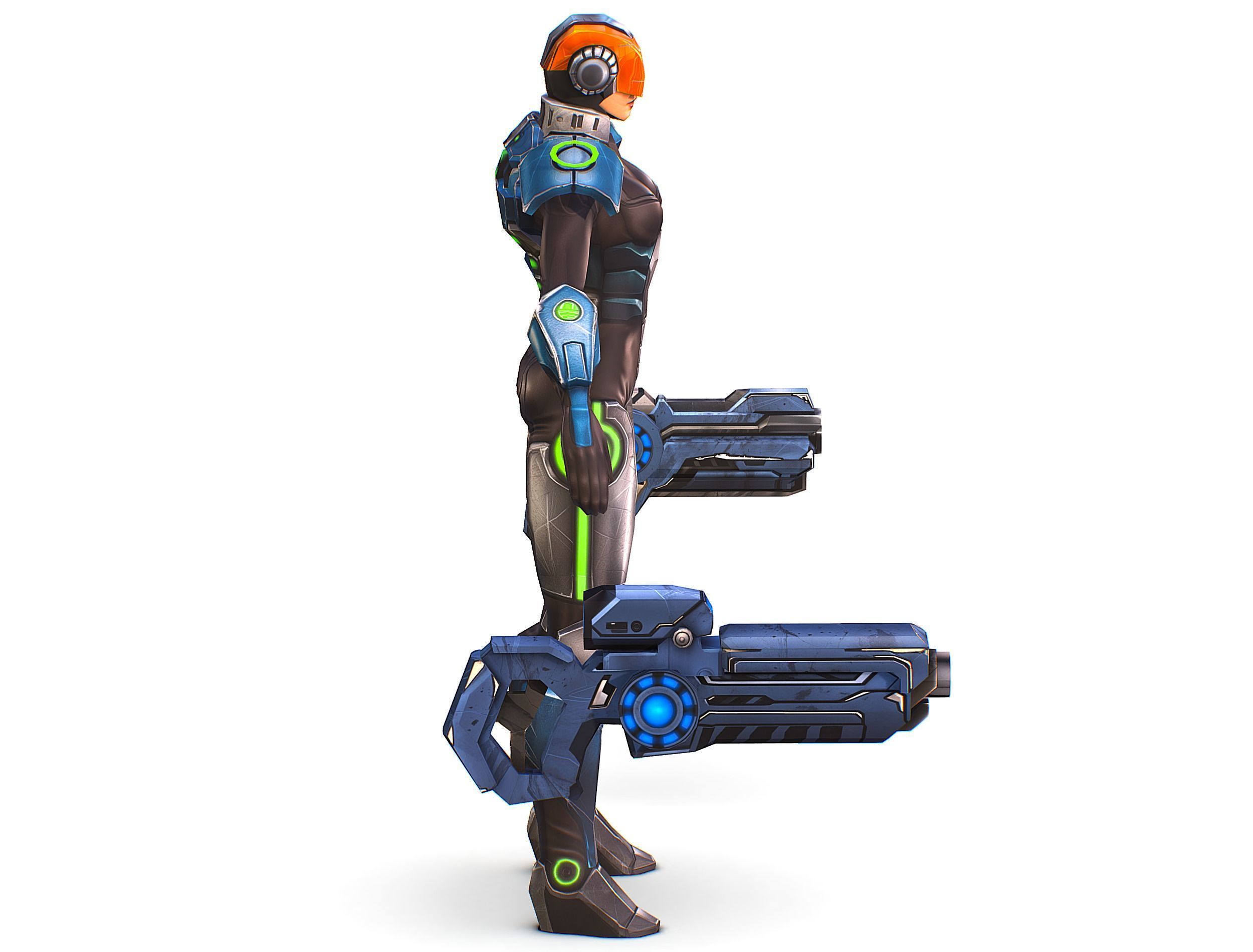 Cartoon Sci-Fi Cyborg Drone Trooper Soldier Low-poly 3D model_12