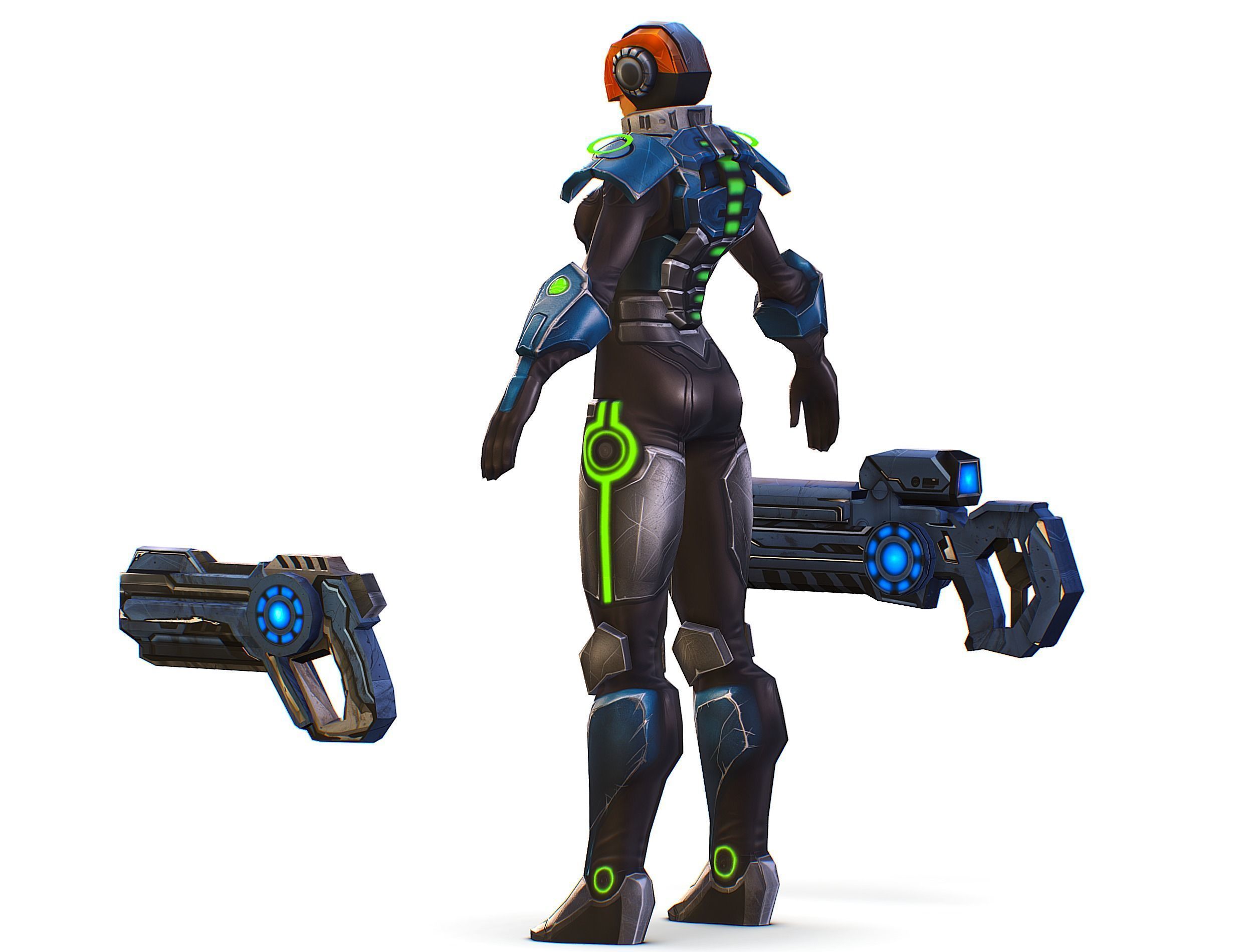 Cartoon Sci-Fi Cyborg Drone Trooper Soldier Low-poly 3D model_7