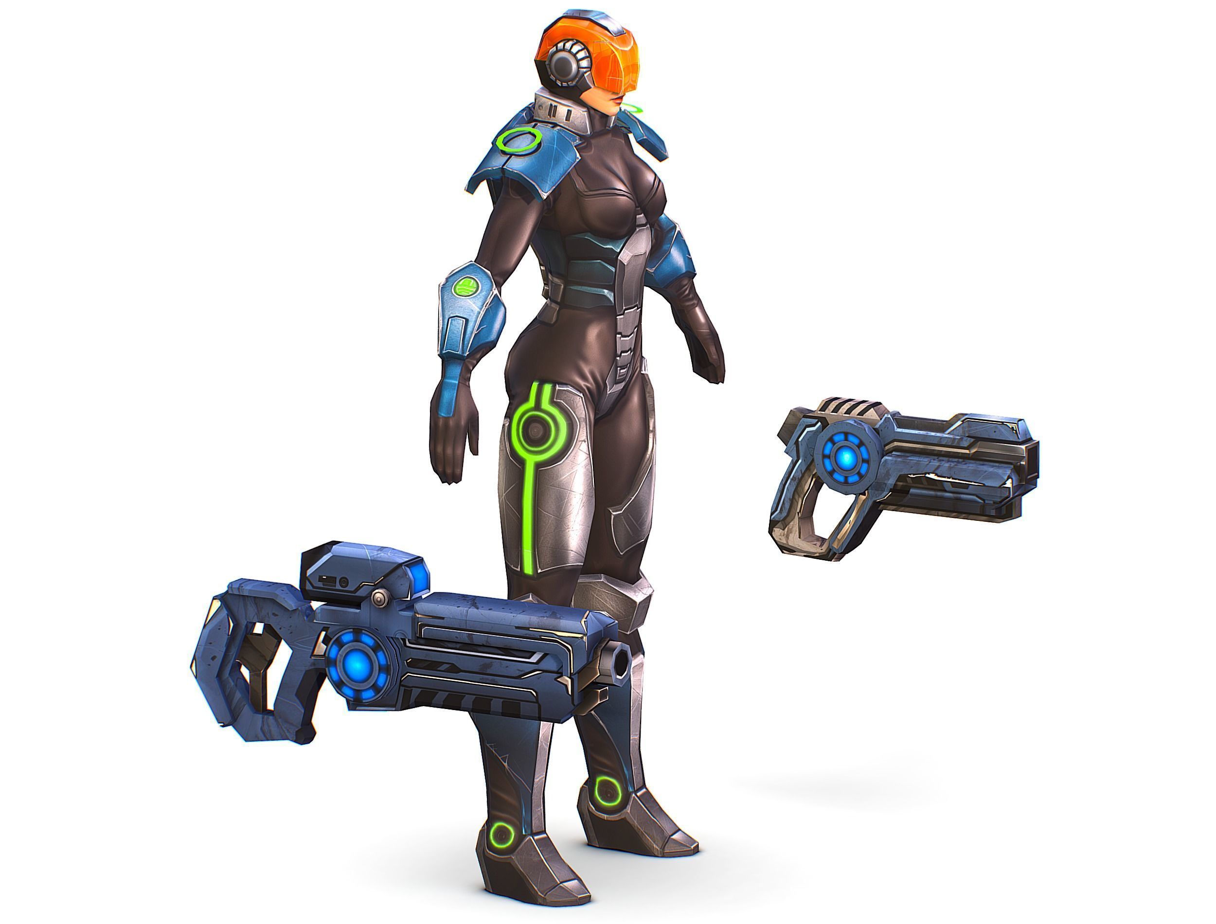 Cartoon Sci-Fi Cyborg Drone Trooper Soldier Low-poly 3D model_13