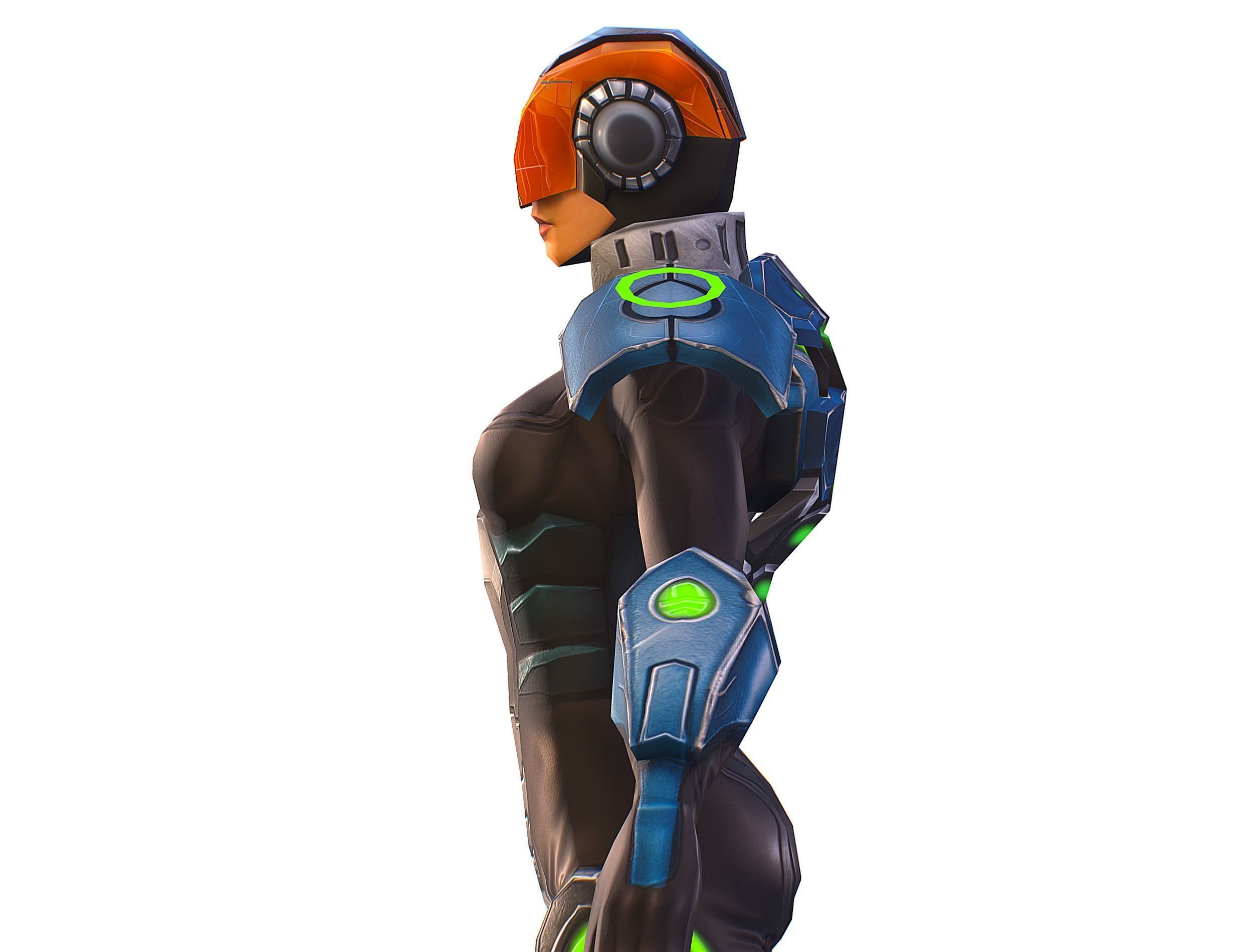 Cartoon Sci-Fi Cyborg Drone Trooper Soldier Low-poly 3D model_26