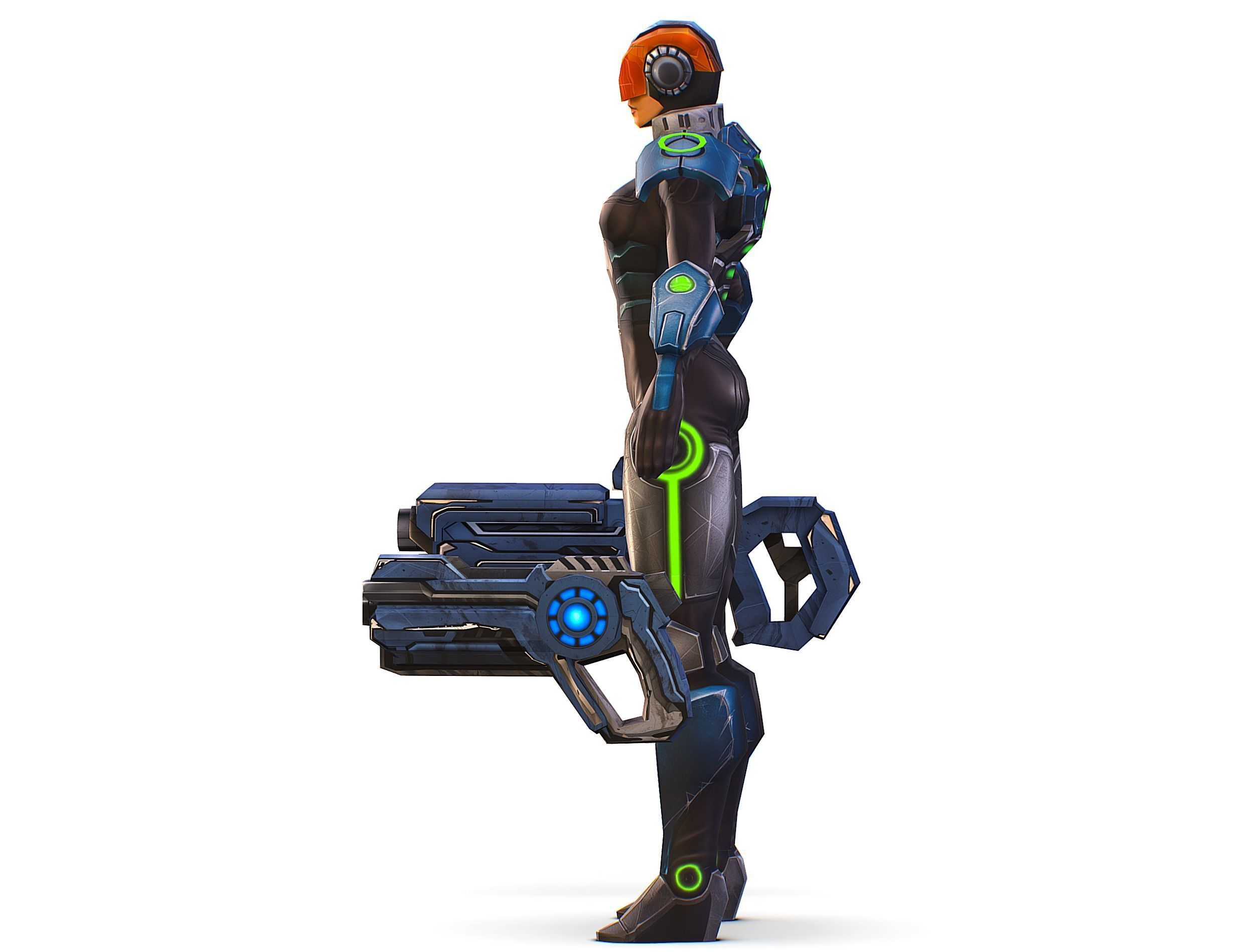 Cartoon Sci-Fi Cyborg Drone Trooper Soldier Low-poly 3D model_6