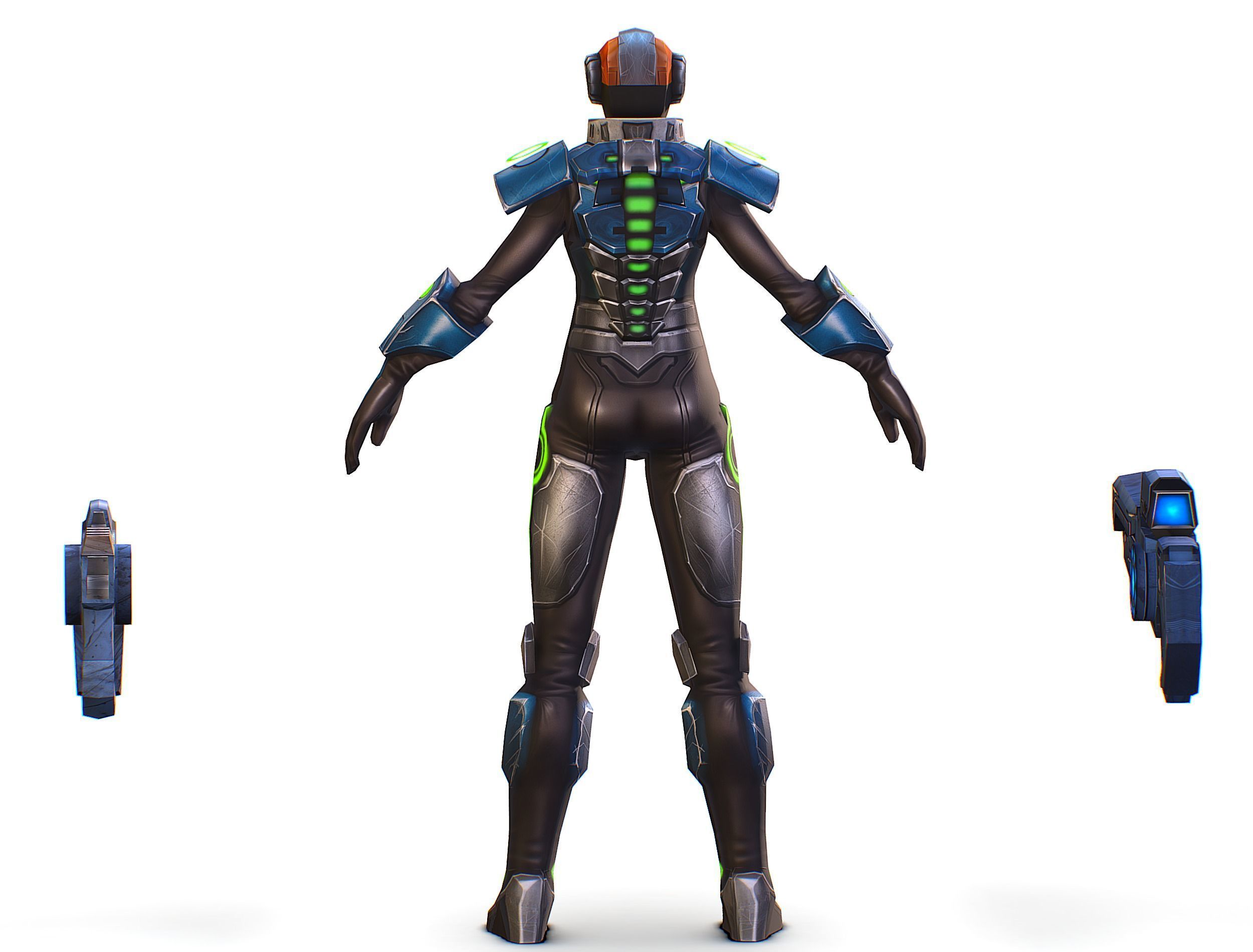 Cartoon Sci-Fi Cyborg Drone Trooper Soldier Low-poly 3D model_9