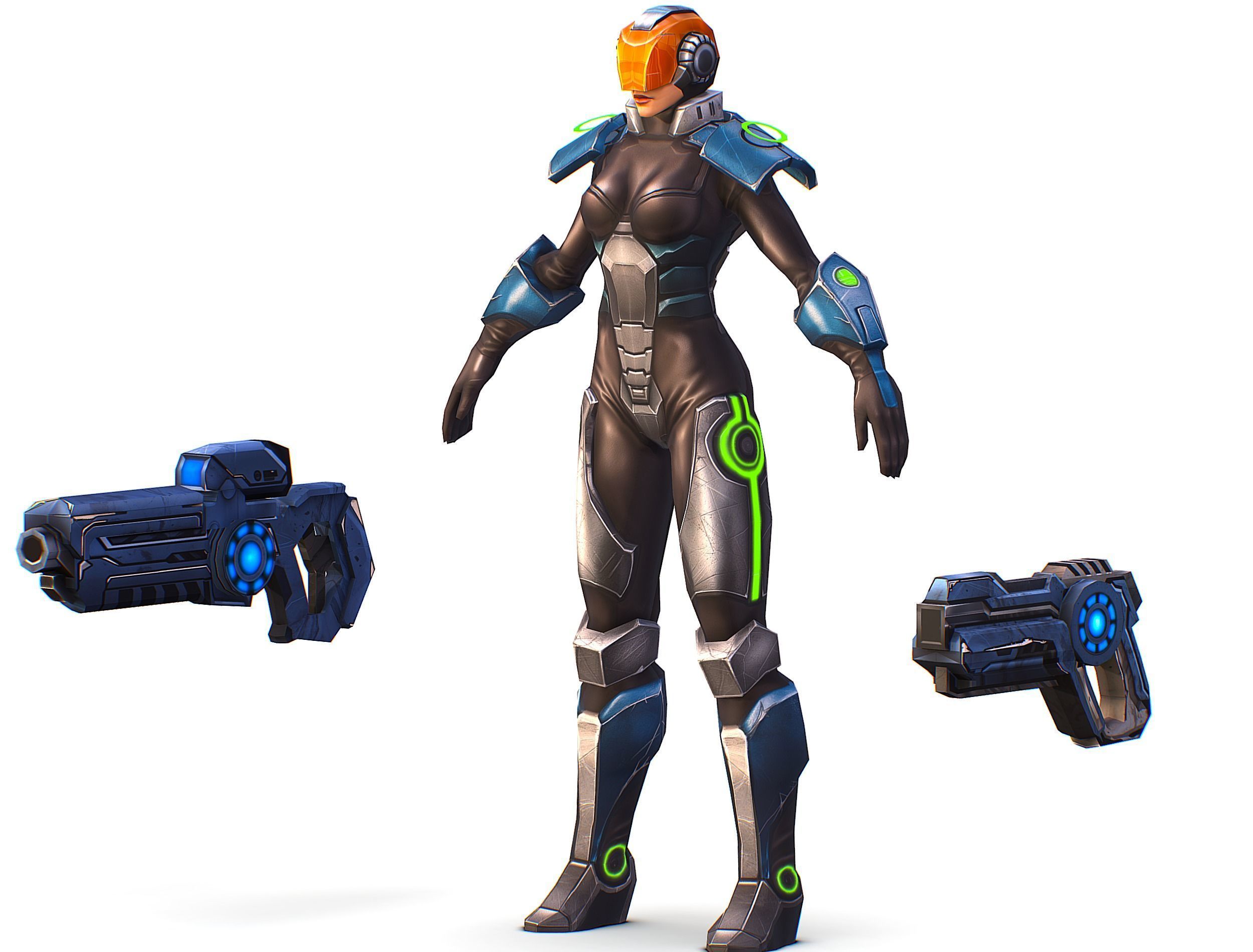 Cartoon Sci-Fi Cyborg Drone Trooper Soldier Low-poly 3D model_3