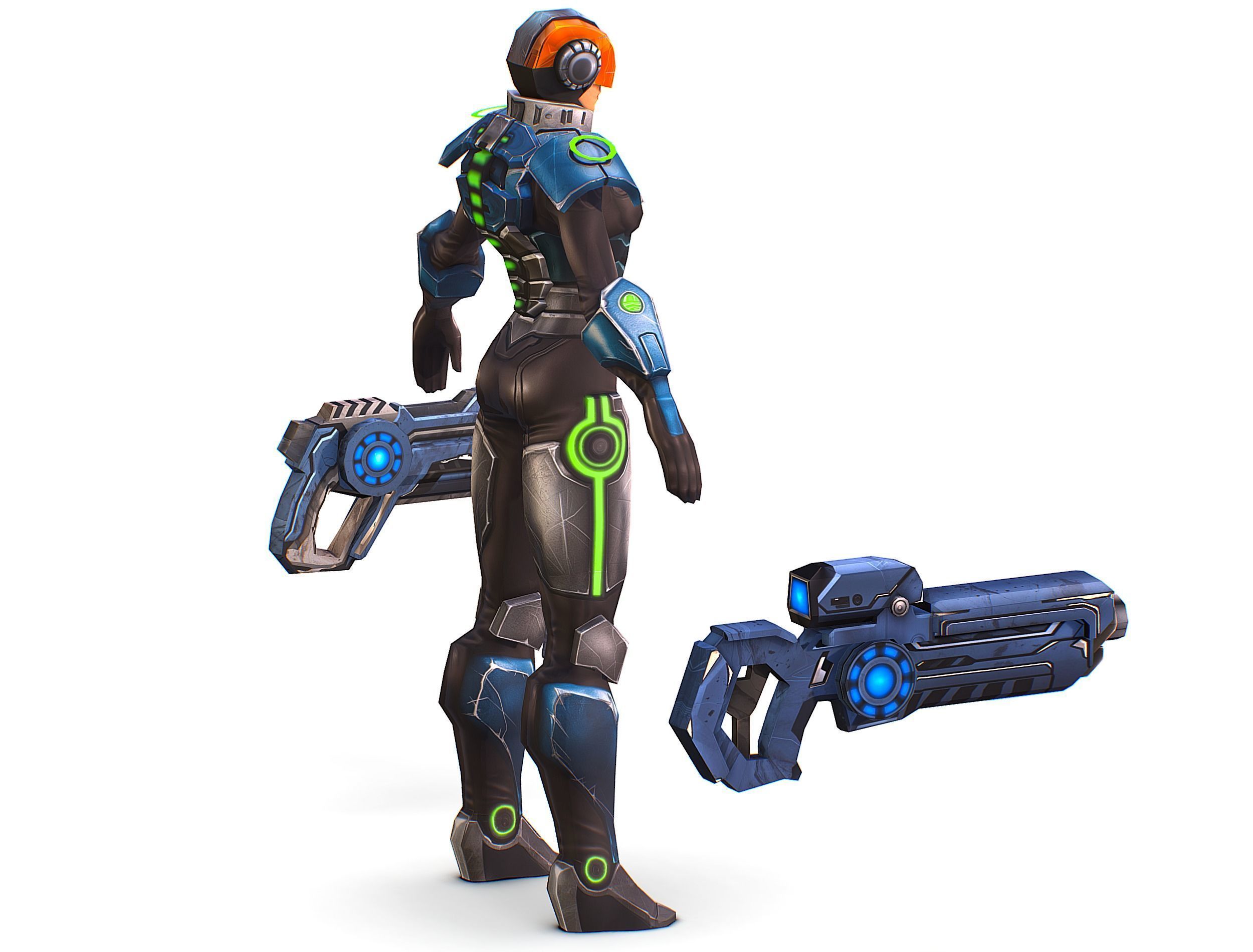 Cartoon Sci-Fi Cyborg Drone Trooper Soldier Low-poly 3D model_11