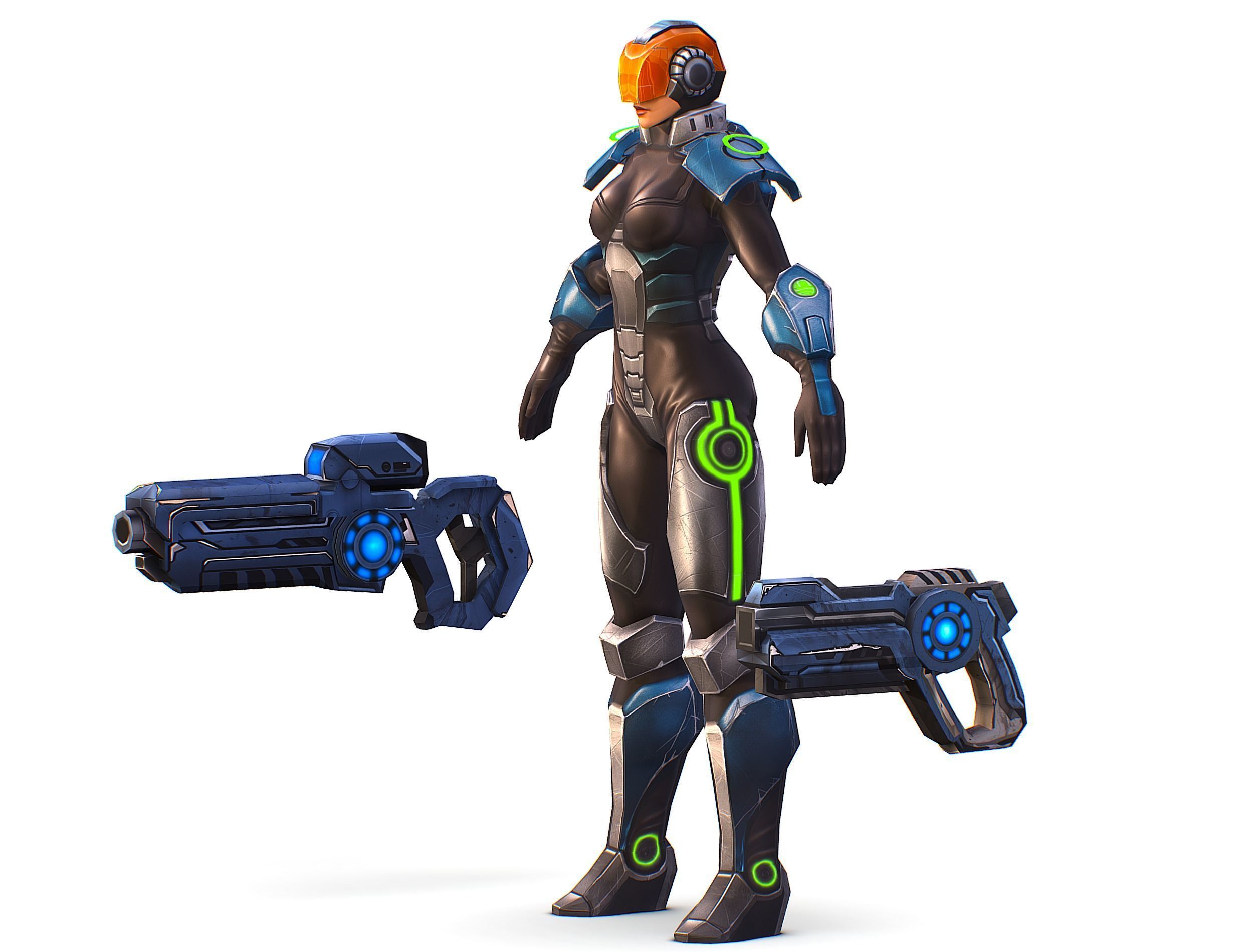 Cartoon Sci-Fi Cyborg Drone Trooper Soldier Low-poly 3D model_4