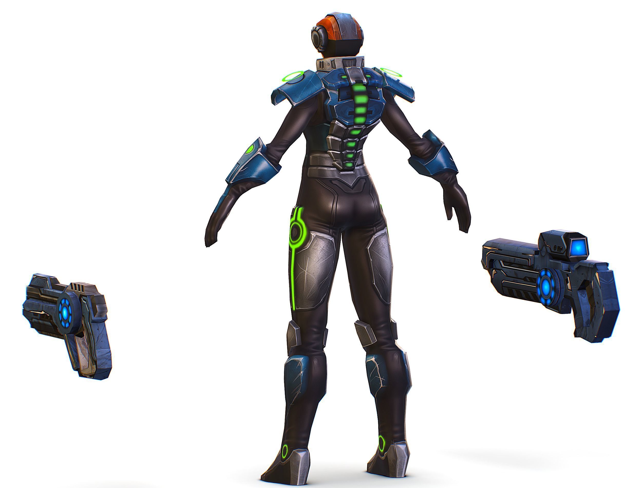 Cartoon Sci-Fi Cyborg Drone Trooper Soldier Low-poly 3D model_8