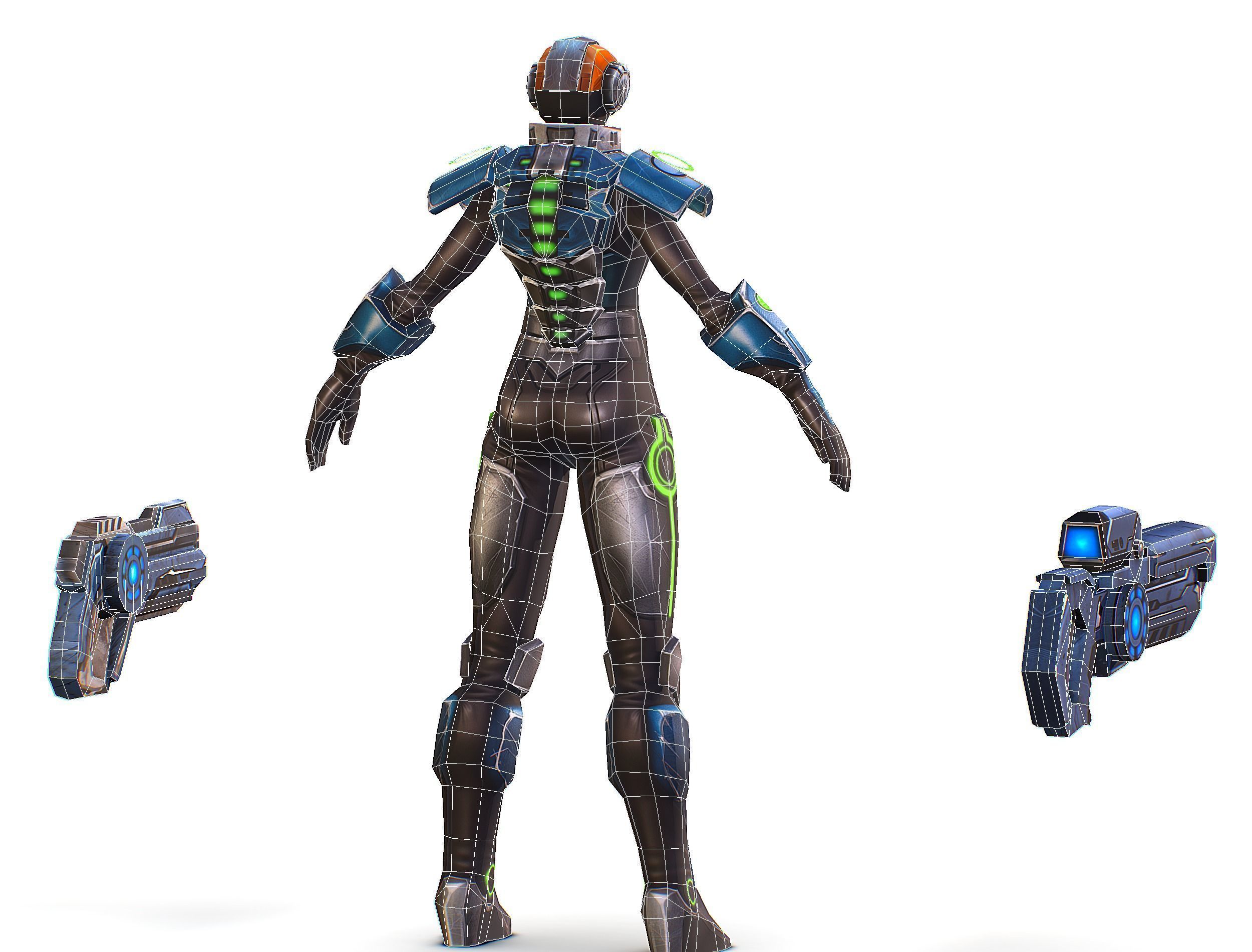 Cartoon Sci-Fi Cyborg Drone Trooper Soldier Low-poly 3D model_62