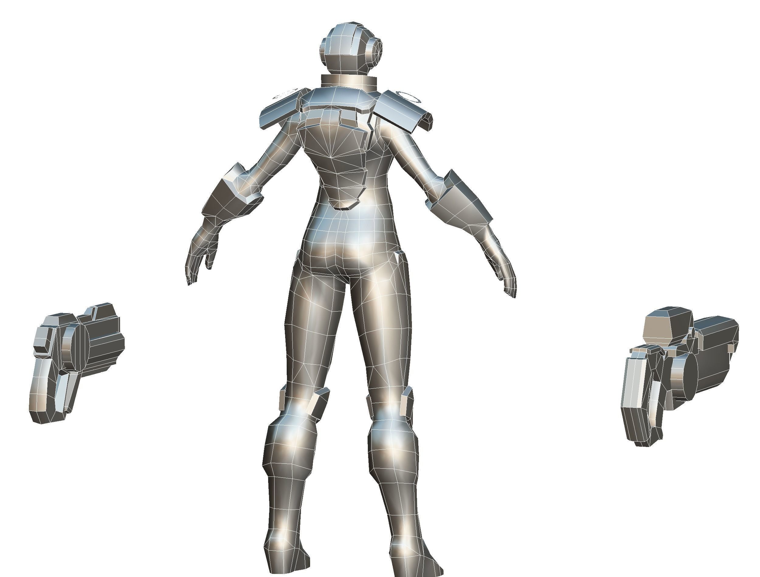 Cartoon Sci-Fi Cyborg Drone Trooper Soldier Low-poly 3D model_63