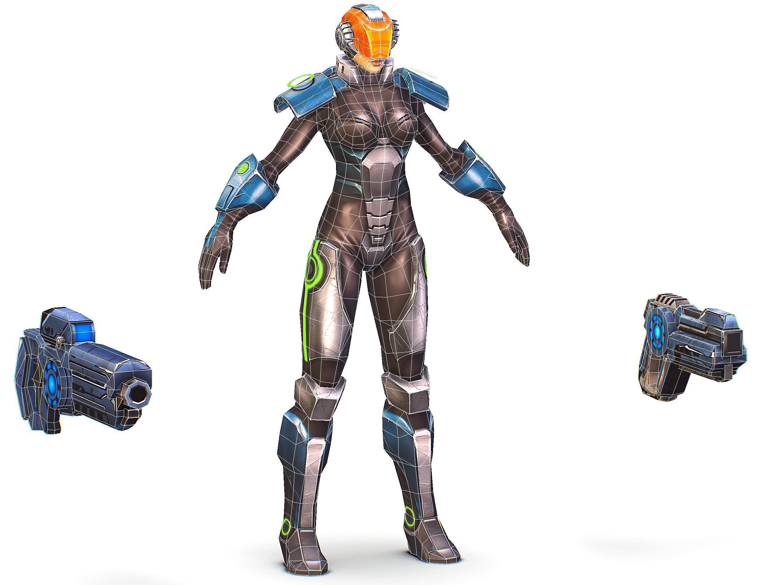 Cartoon Sci-Fi Cyborg Drone Trooper Soldier Low-poly 3D model_58