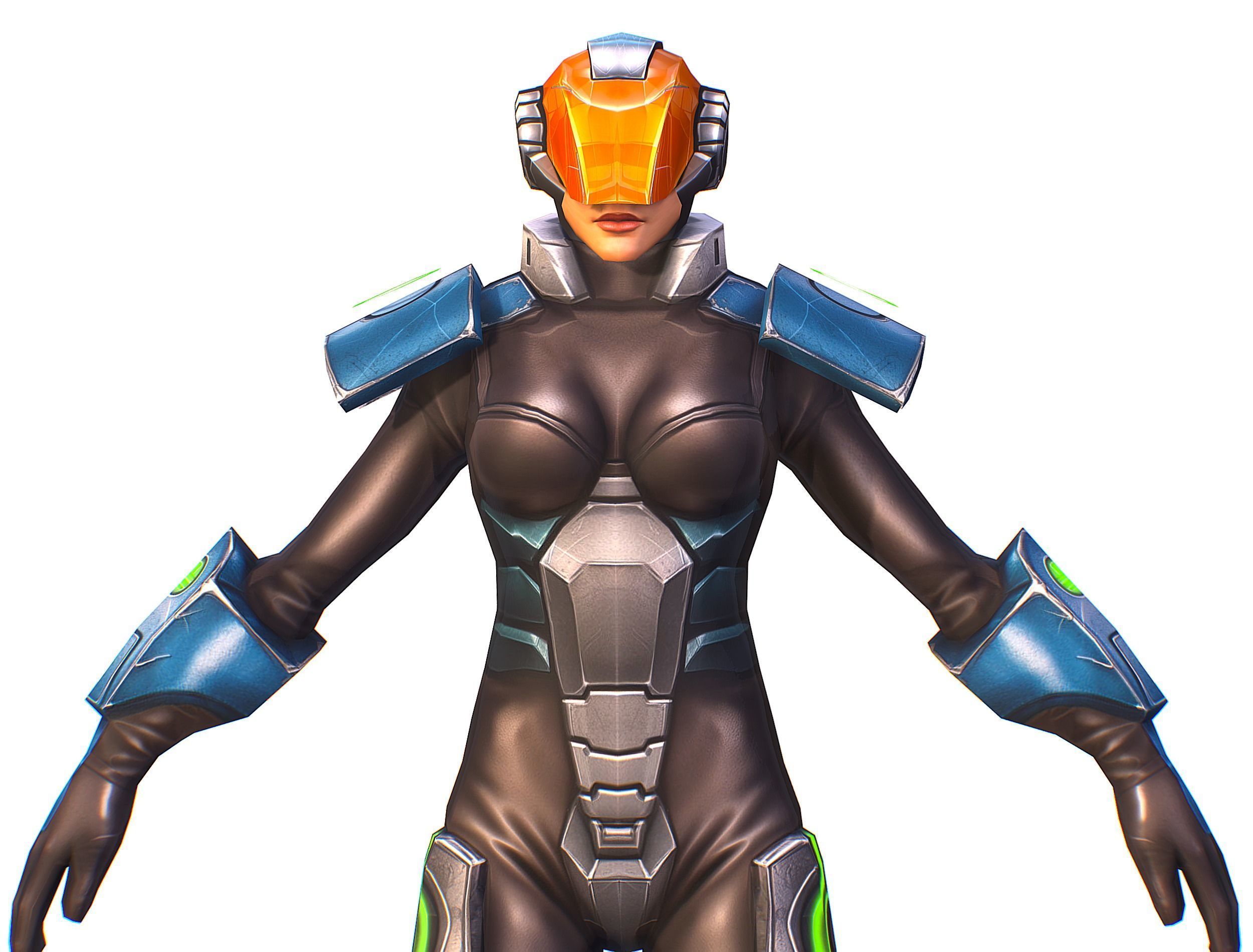 Cartoon Sci-Fi Cyborg Drone Trooper Soldier Low-poly 3D model_19