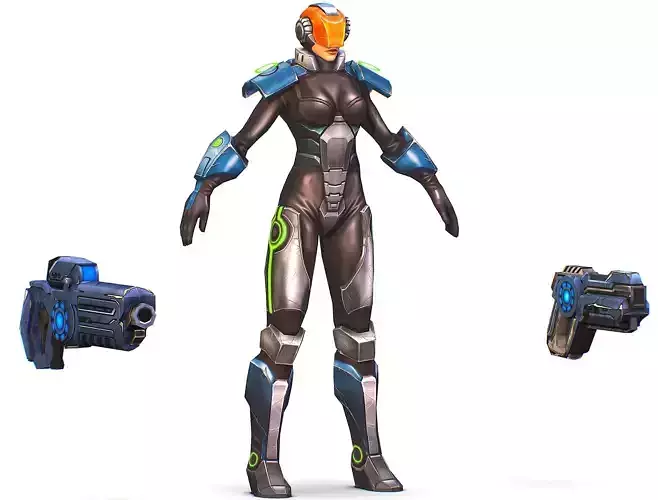 Cartoon Sci-Fi Cyborg Drone Trooper Soldier