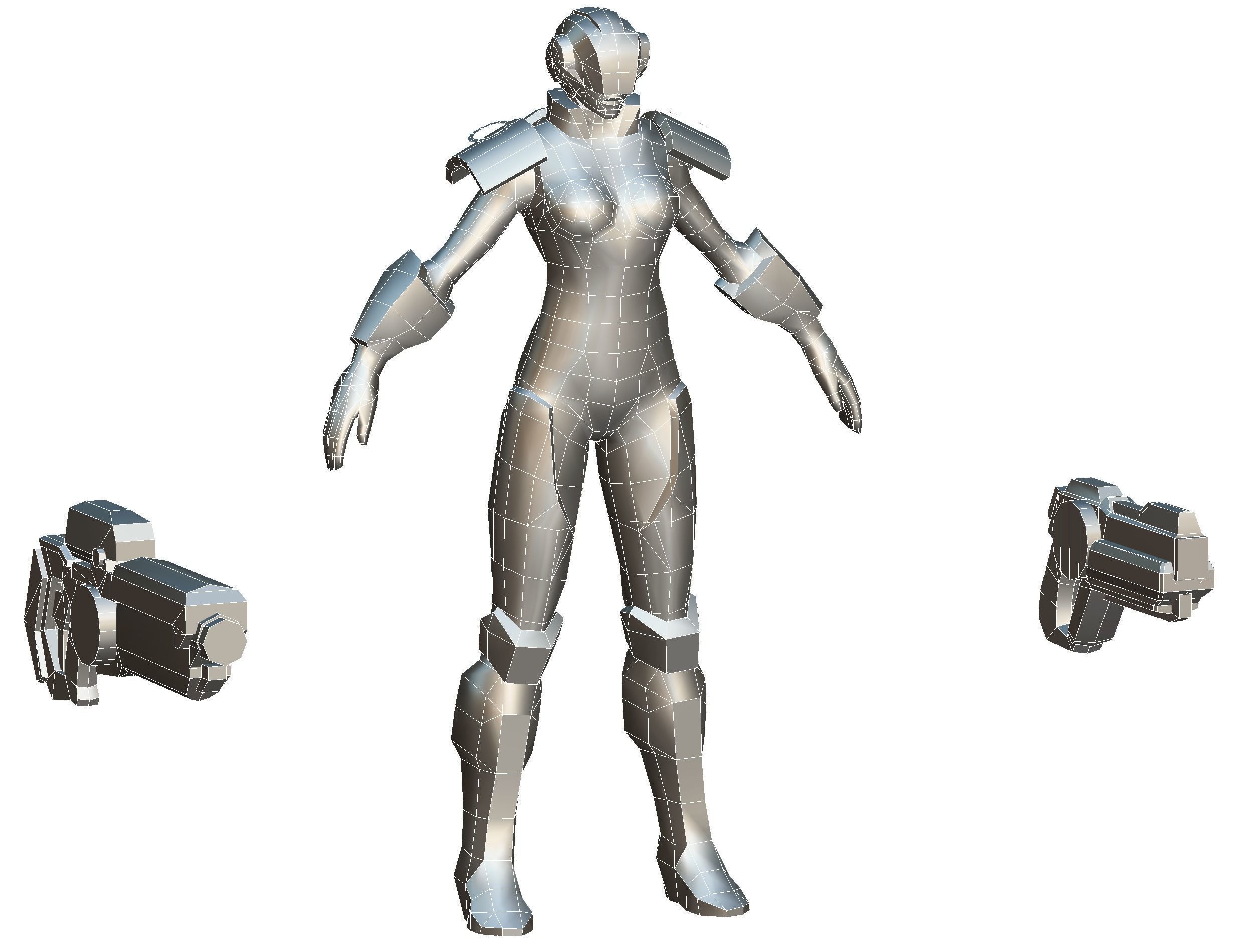 Cartoon Sci-Fi Cyborg Drone Trooper Soldier Low-poly 3D model_59