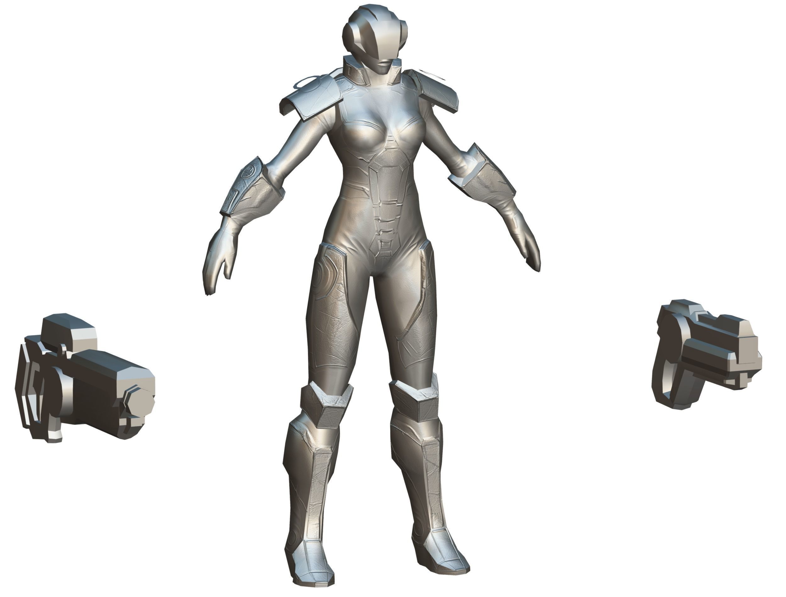 Cartoon Sci-Fi Cyborg Drone Trooper Soldier Low-poly 3D model_60