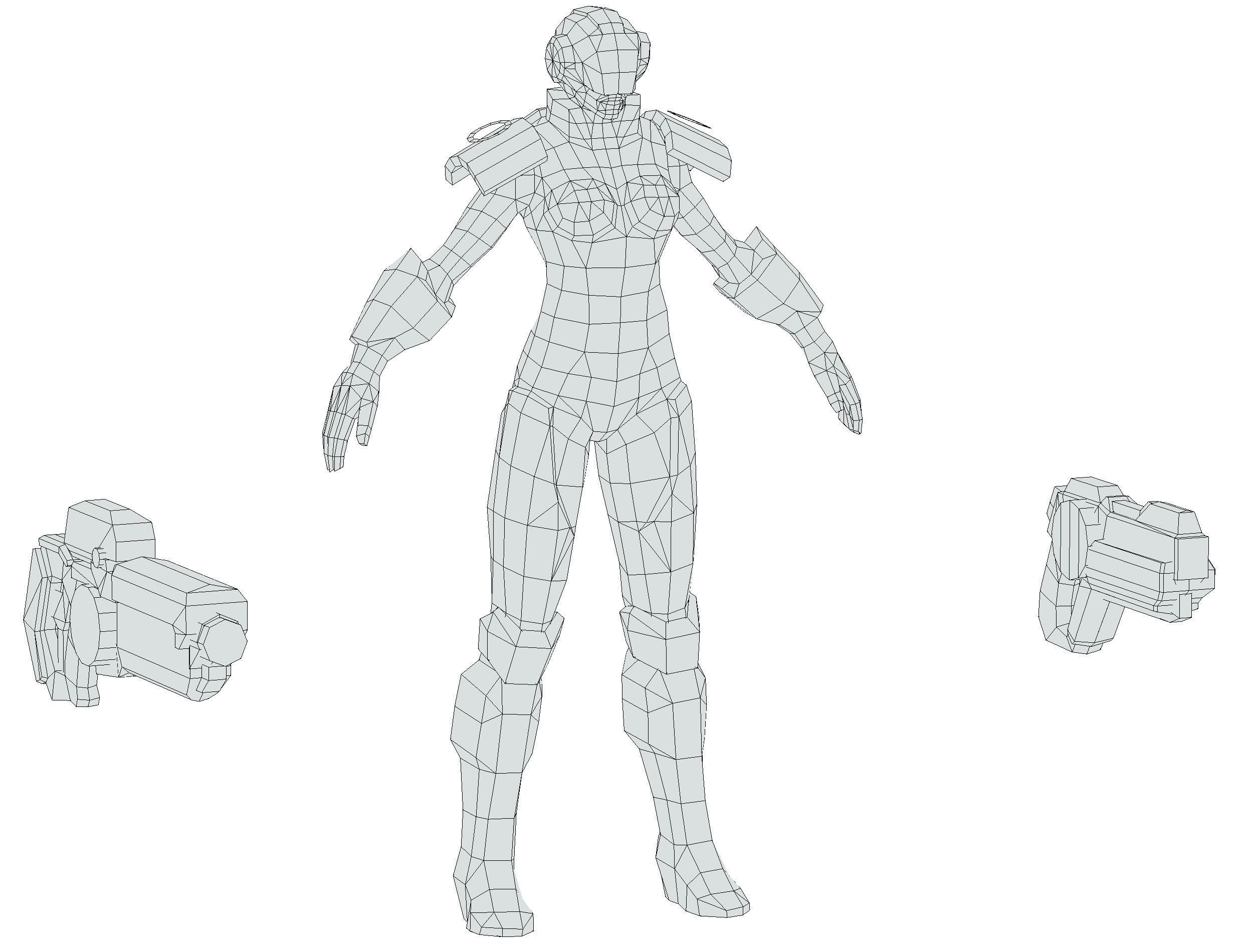 Cartoon Sci-Fi Cyborg Drone Trooper Soldier Low-poly 3D model_61