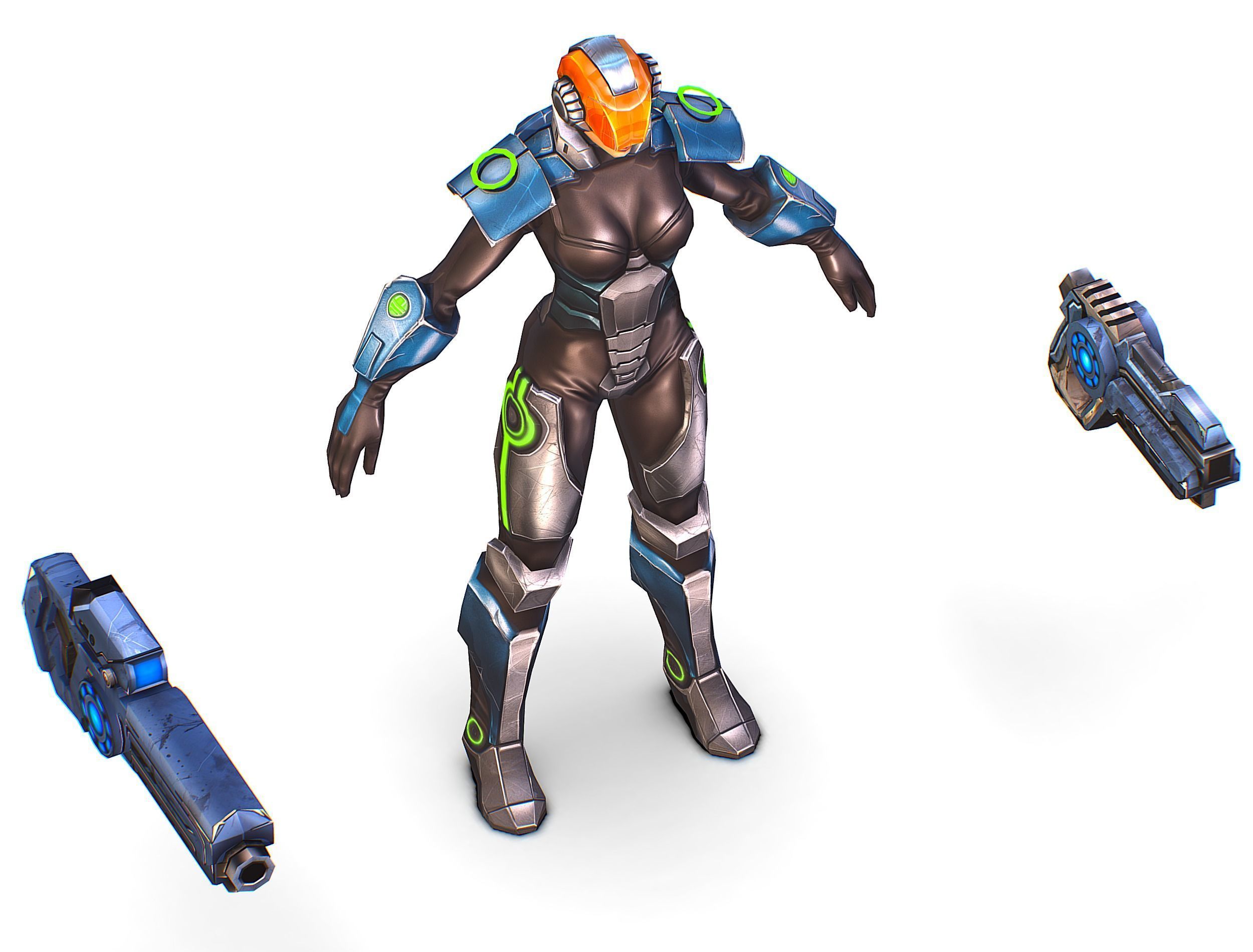 Cartoon Sci-Fi Cyborg Drone Trooper Soldier Low-poly 3D model_15