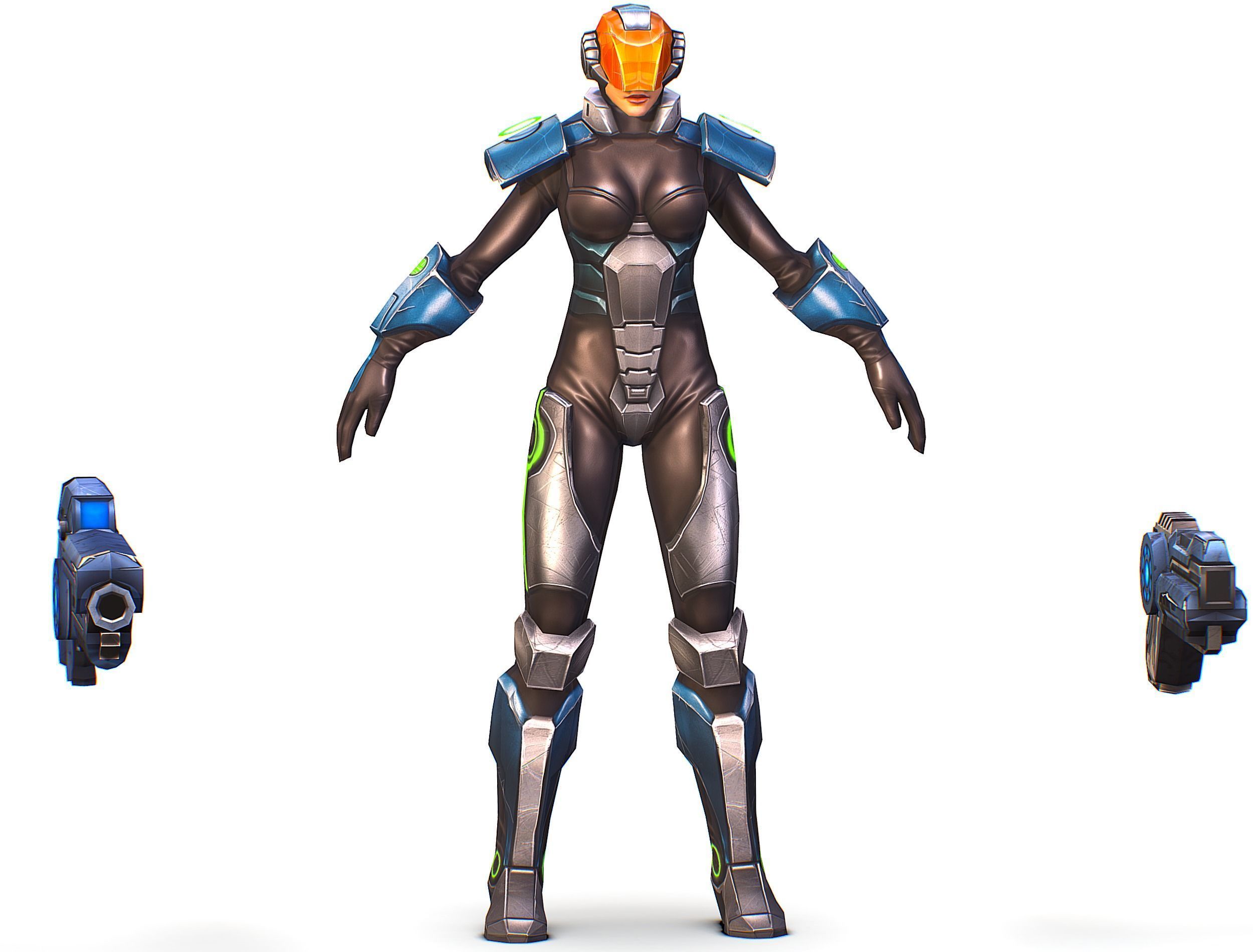 Cartoon Sci-Fi Cyborg Drone Trooper Soldier Low-poly 3D model_1