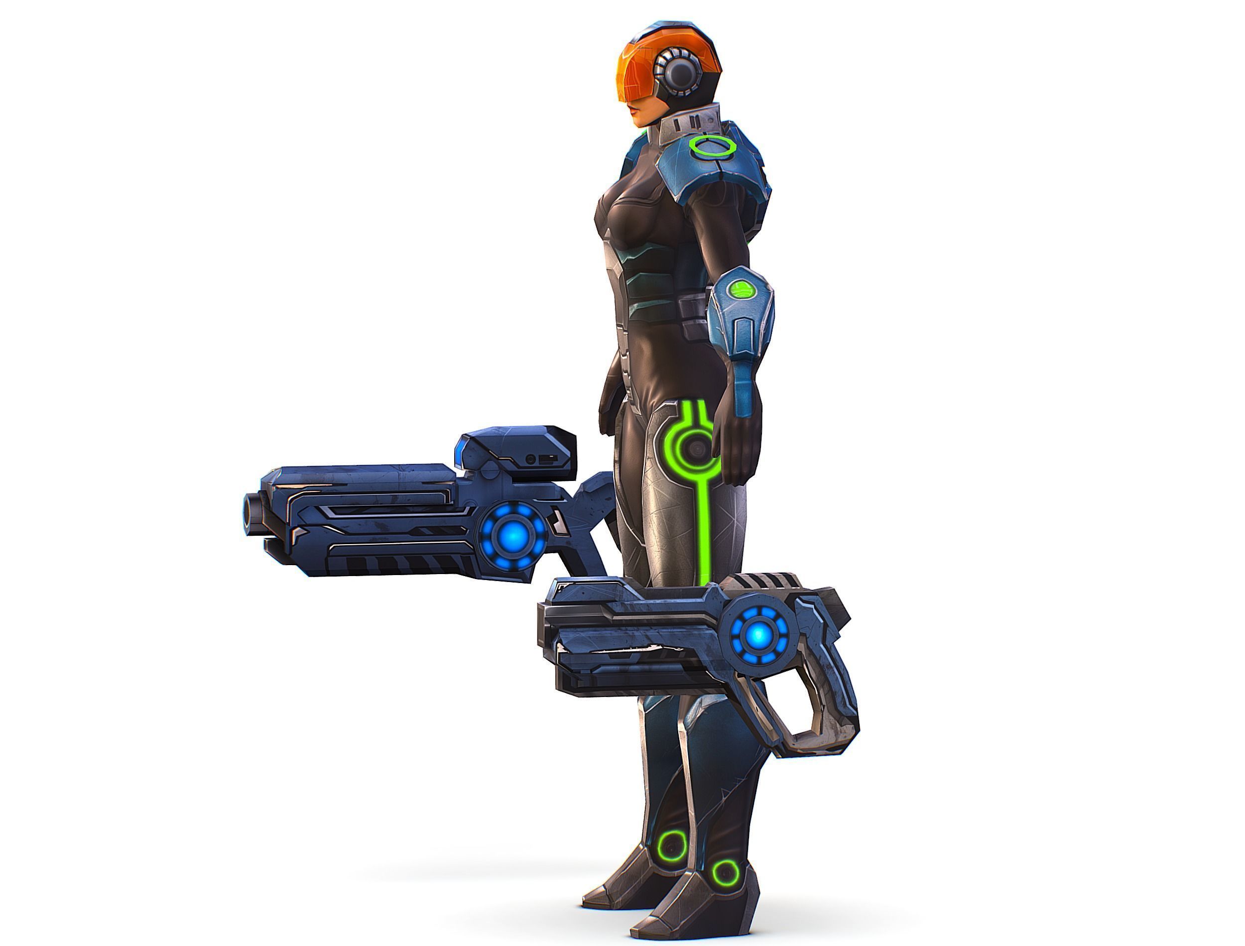 Cartoon Sci-Fi Cyborg Drone Trooper Soldier Low-poly 3D model_5