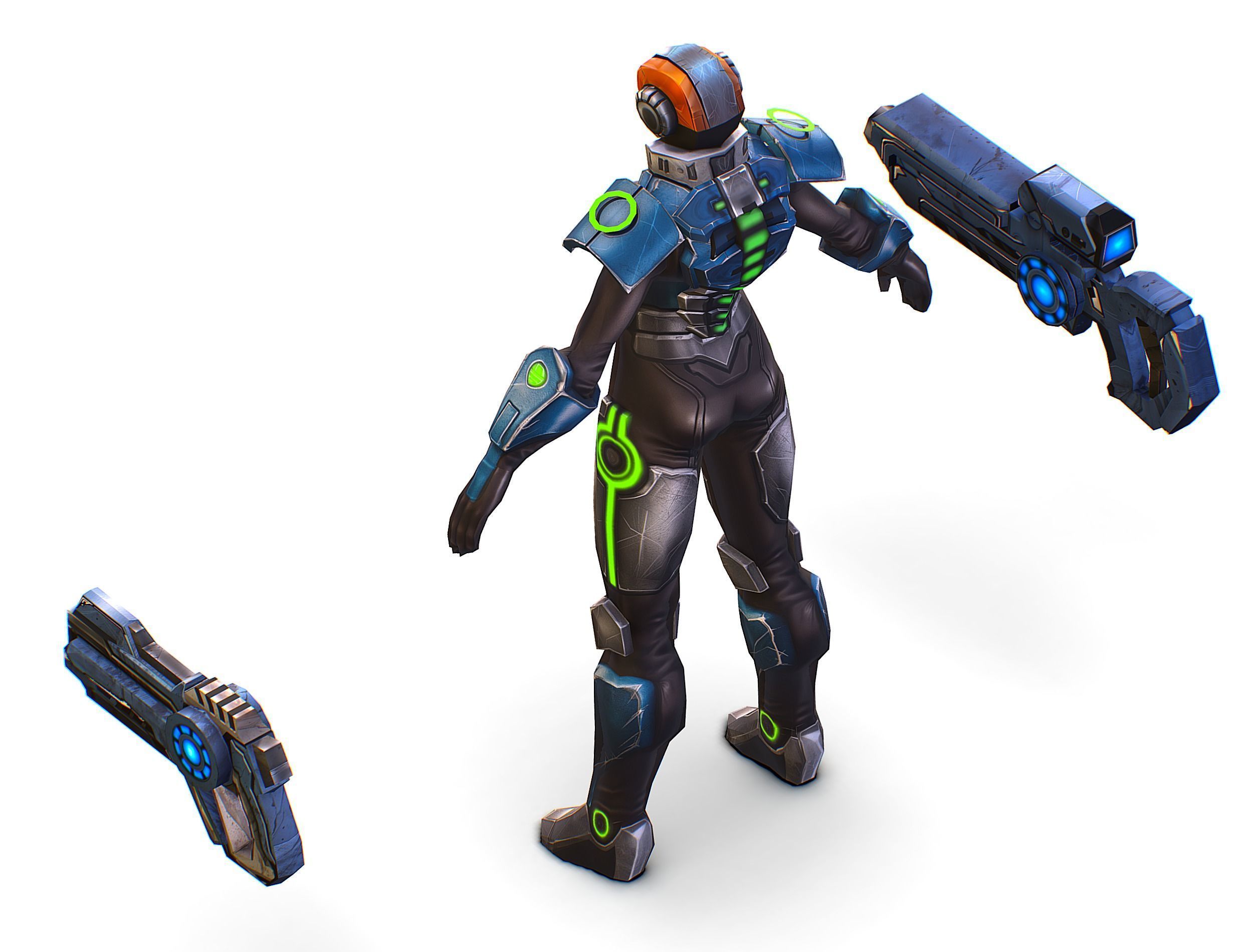 Cartoon Sci-Fi Cyborg Drone Trooper Soldier Low-poly 3D model_17