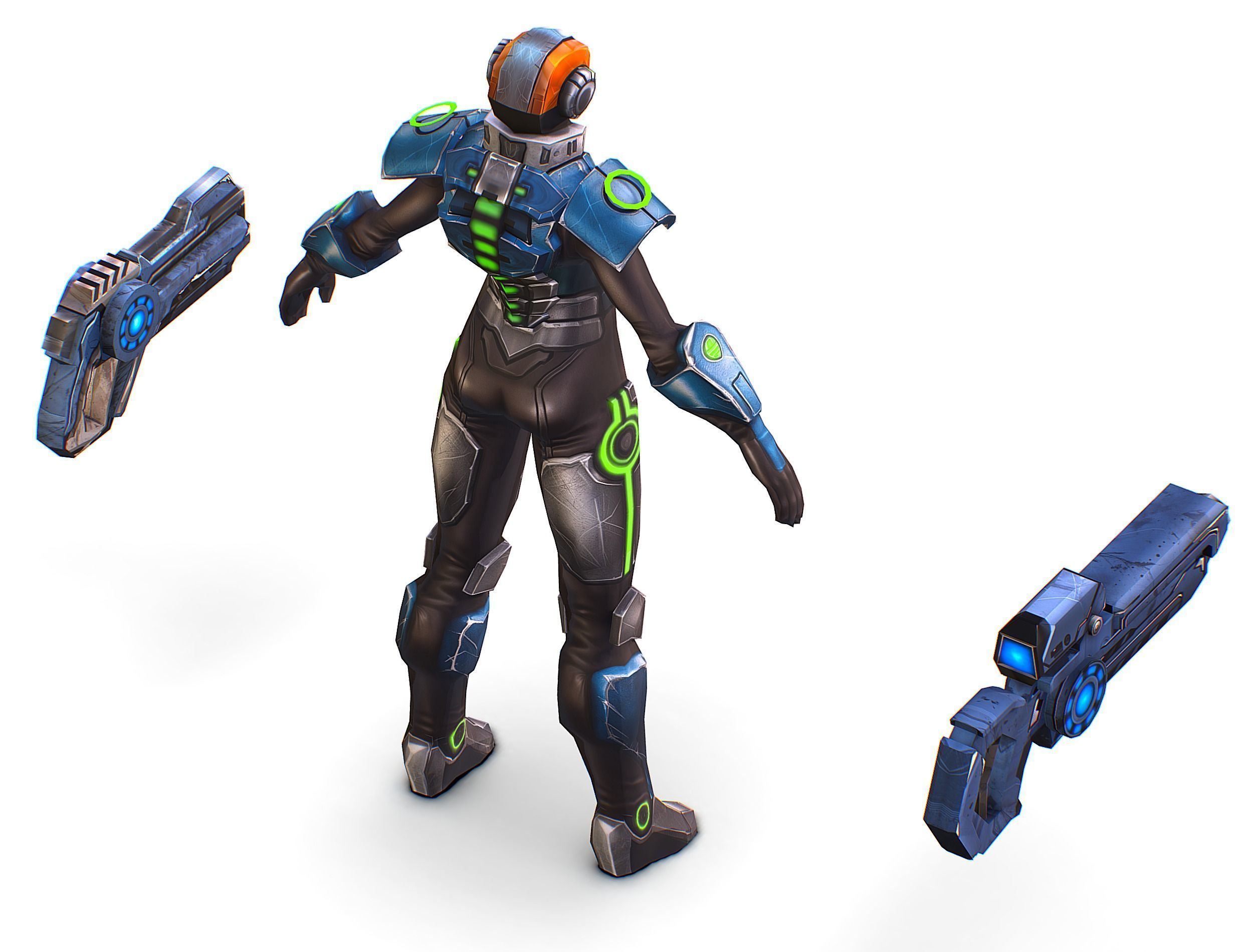 Cartoon Sci-Fi Cyborg Drone Trooper Soldier Low-poly 3D model_18