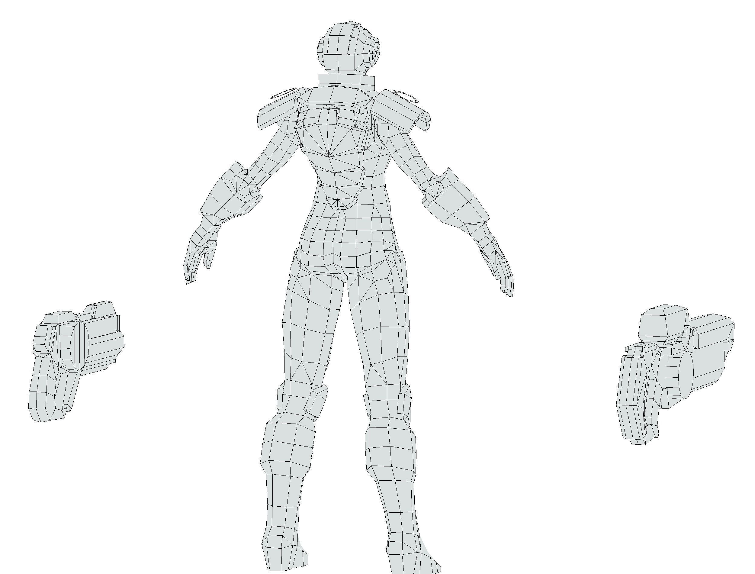 Cartoon Sci-Fi Cyborg Drone Trooper Soldier Low-poly 3D model_65