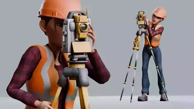 Construction Jobs - Surveyor Low-poly 3D model
