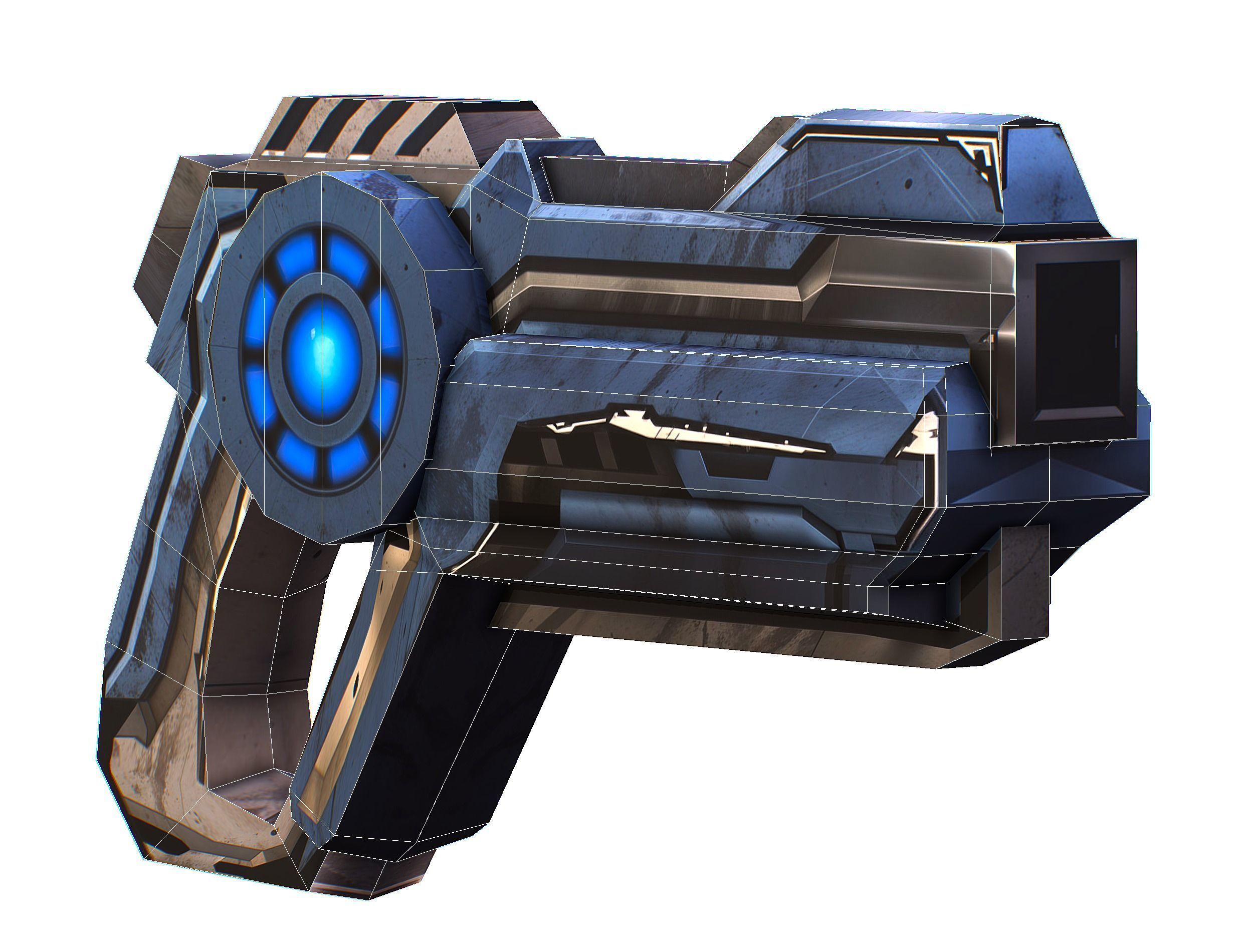 LowPoly Sci-Fi Cartoon Pistol Gun Low-poly 3D model_23