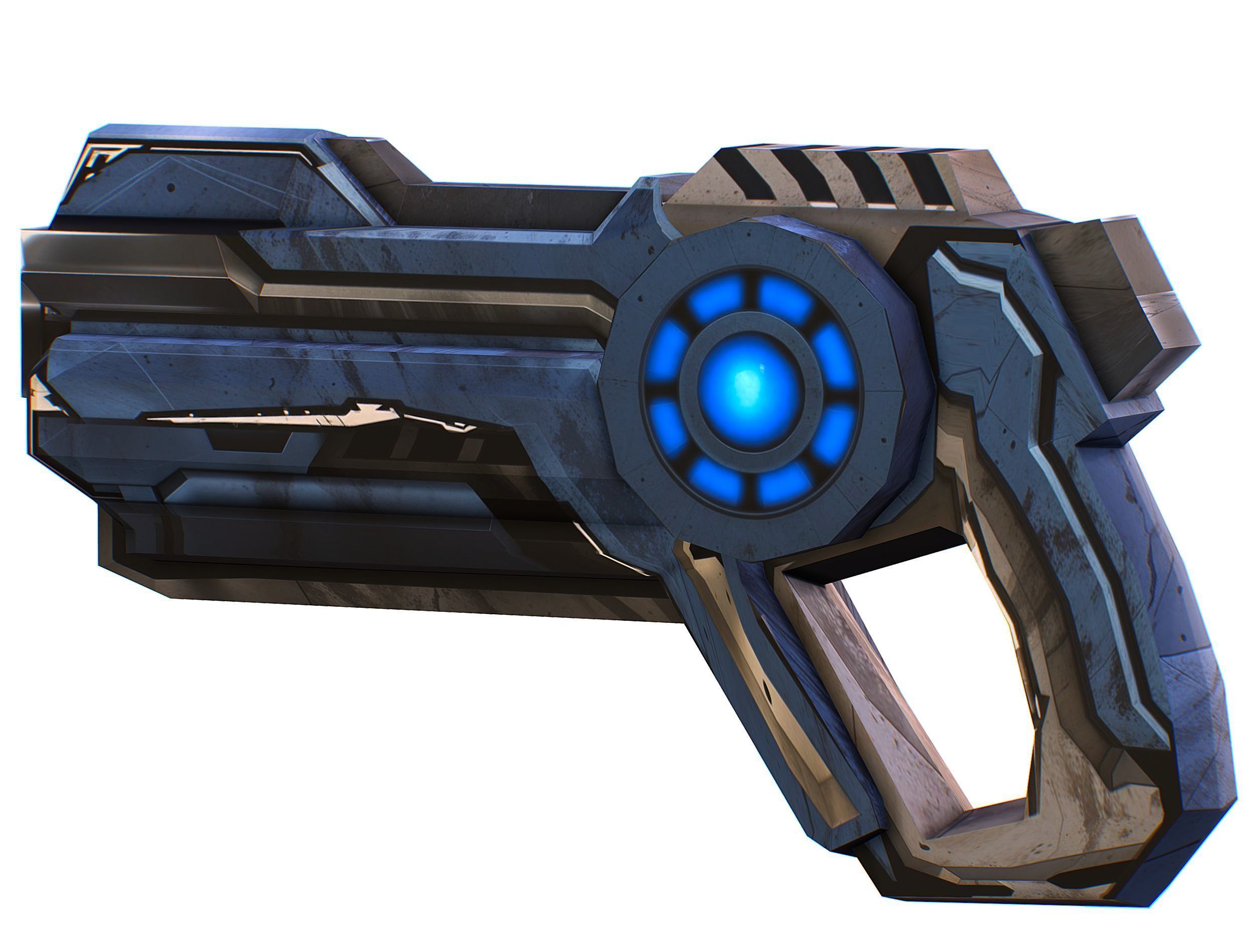 LowPoly Sci-Fi Cartoon Pistol Gun Low-poly 3D model_9