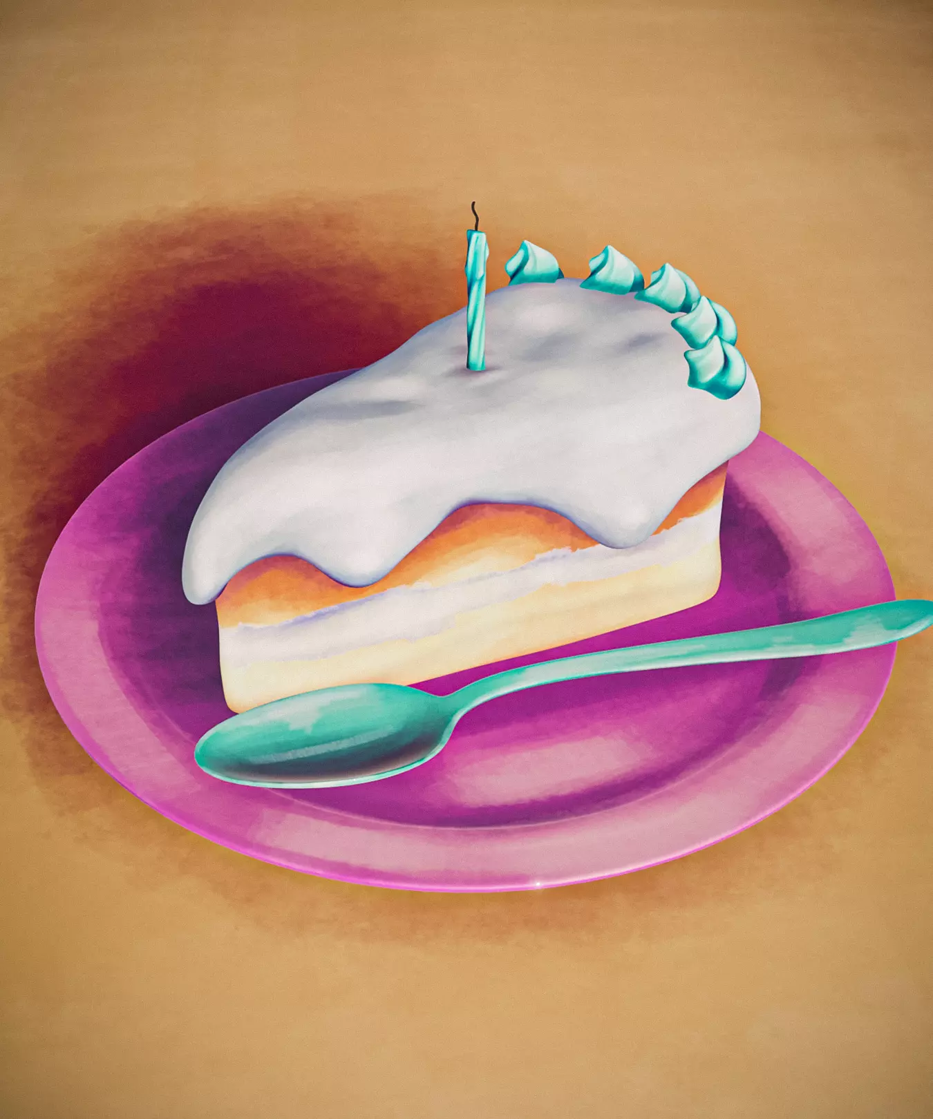 Painted Cake 3D model_0