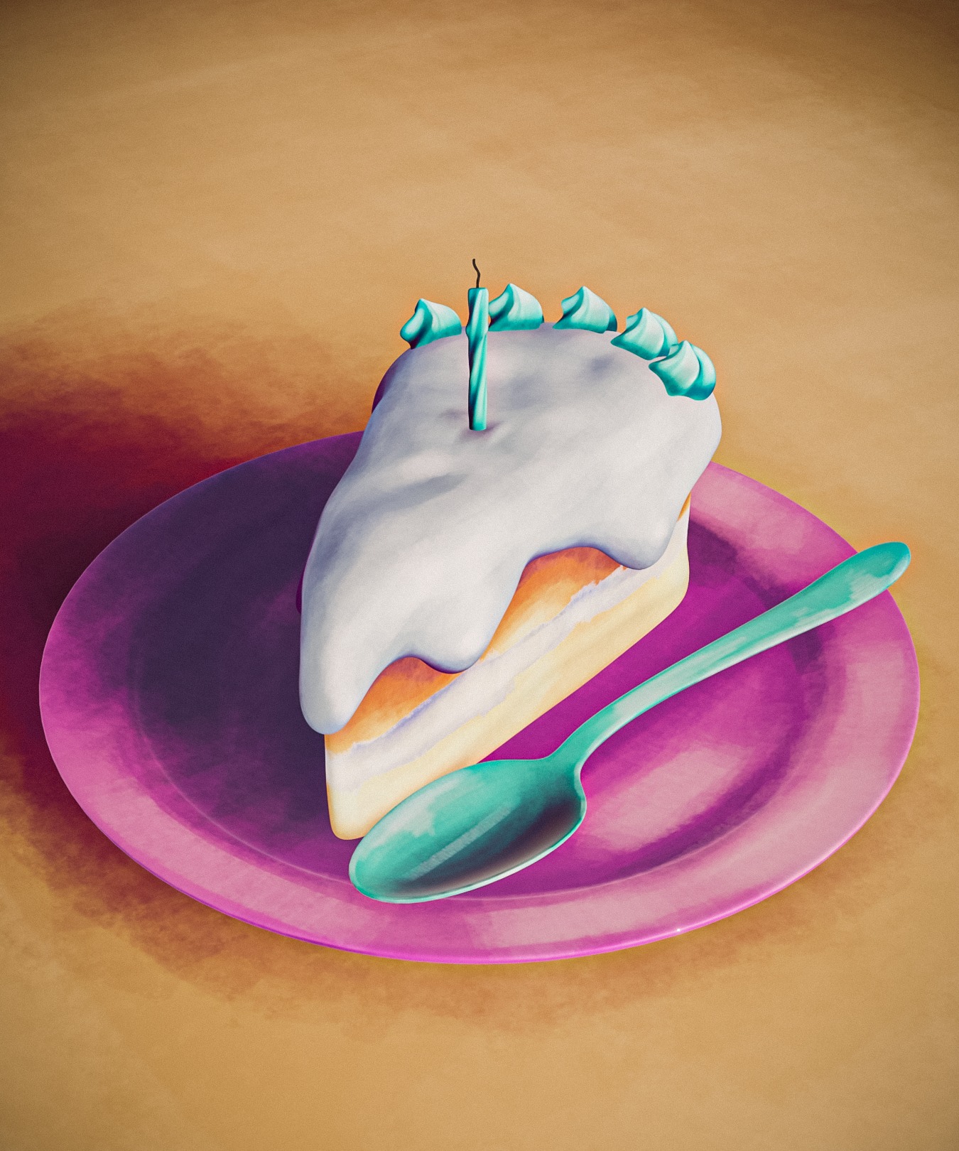 Painted Cake 3D model_1