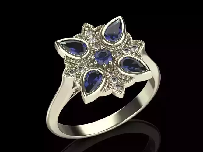 Halo ring 012 pear cut stones 5X3