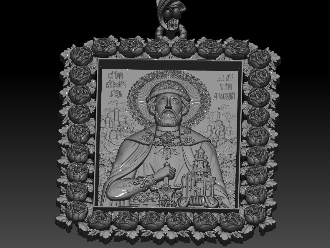 RELIGION ICON Holy Prince Dmitry Donskoy pandant 3D print model 3D print model_5