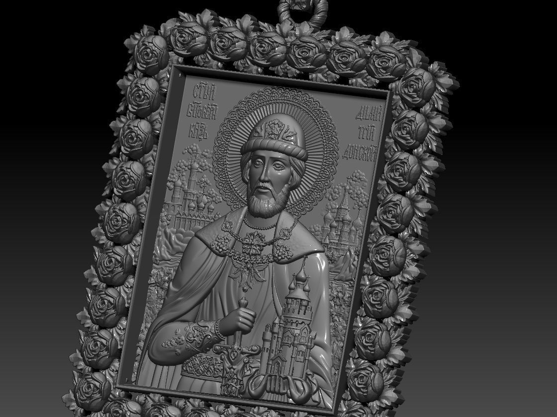 RELIGION ICON Holy Prince Dmitry Donskoy pandant 3D print model 3D print model_4