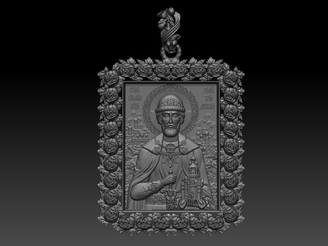 RELIGION ICON Holy Prince Dmitry Donskoy pandant 3D print model 3D print model_1