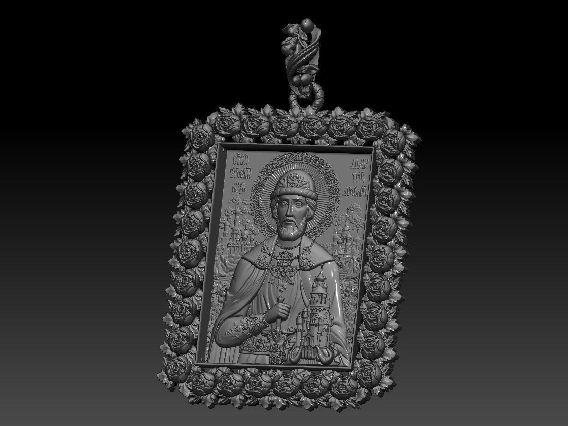 RELIGION ICON Holy Prince Dmitry Donskoy pandant 3D print model 3D print model_2