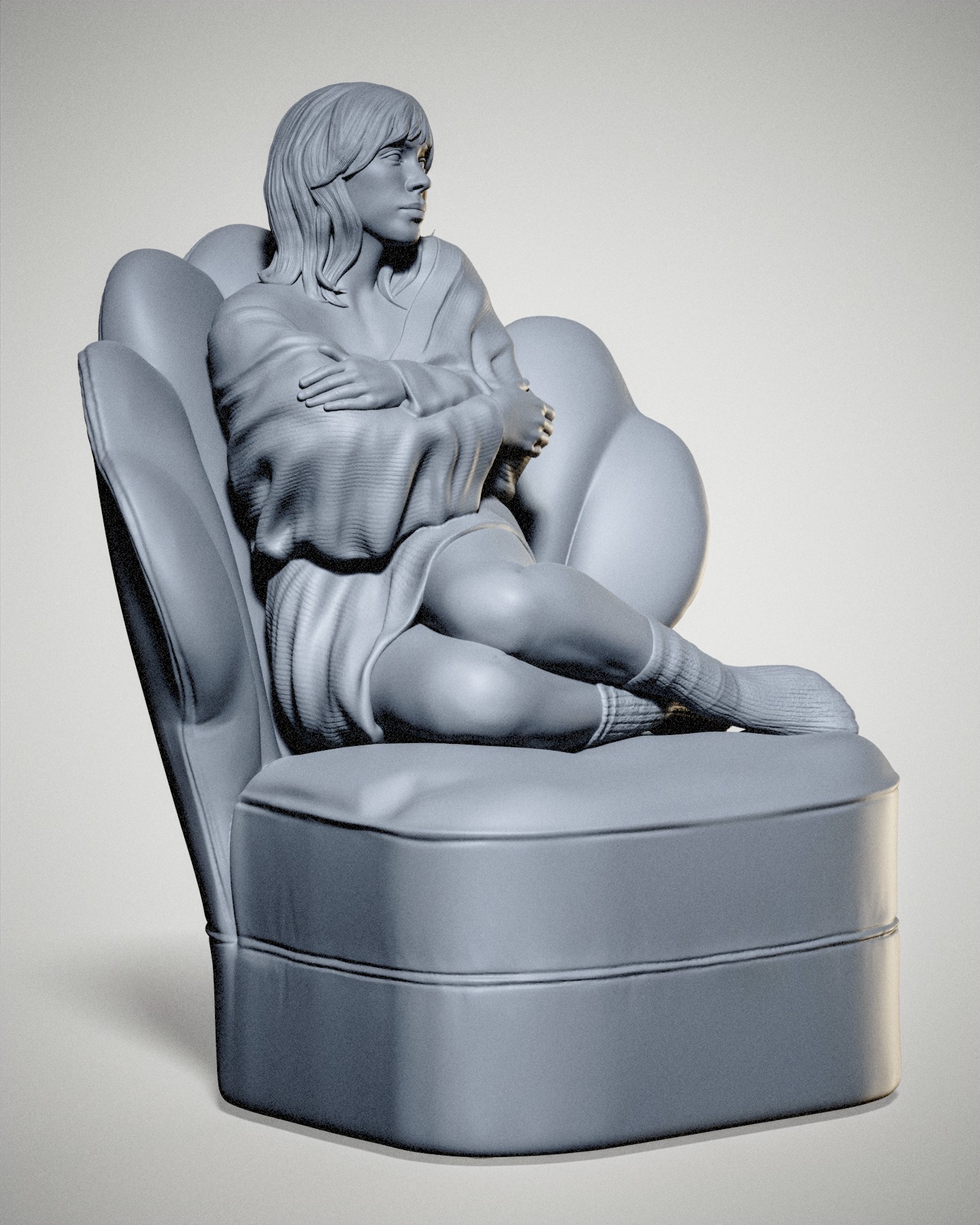 Billie Eilish Happier Than Ever Cover Singer Statue 3D print model_8
