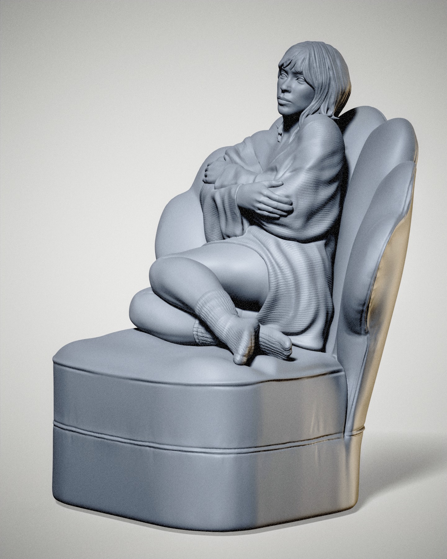 Billie Eilish Happier Than Ever Cover Singer Statue 3D print model_9