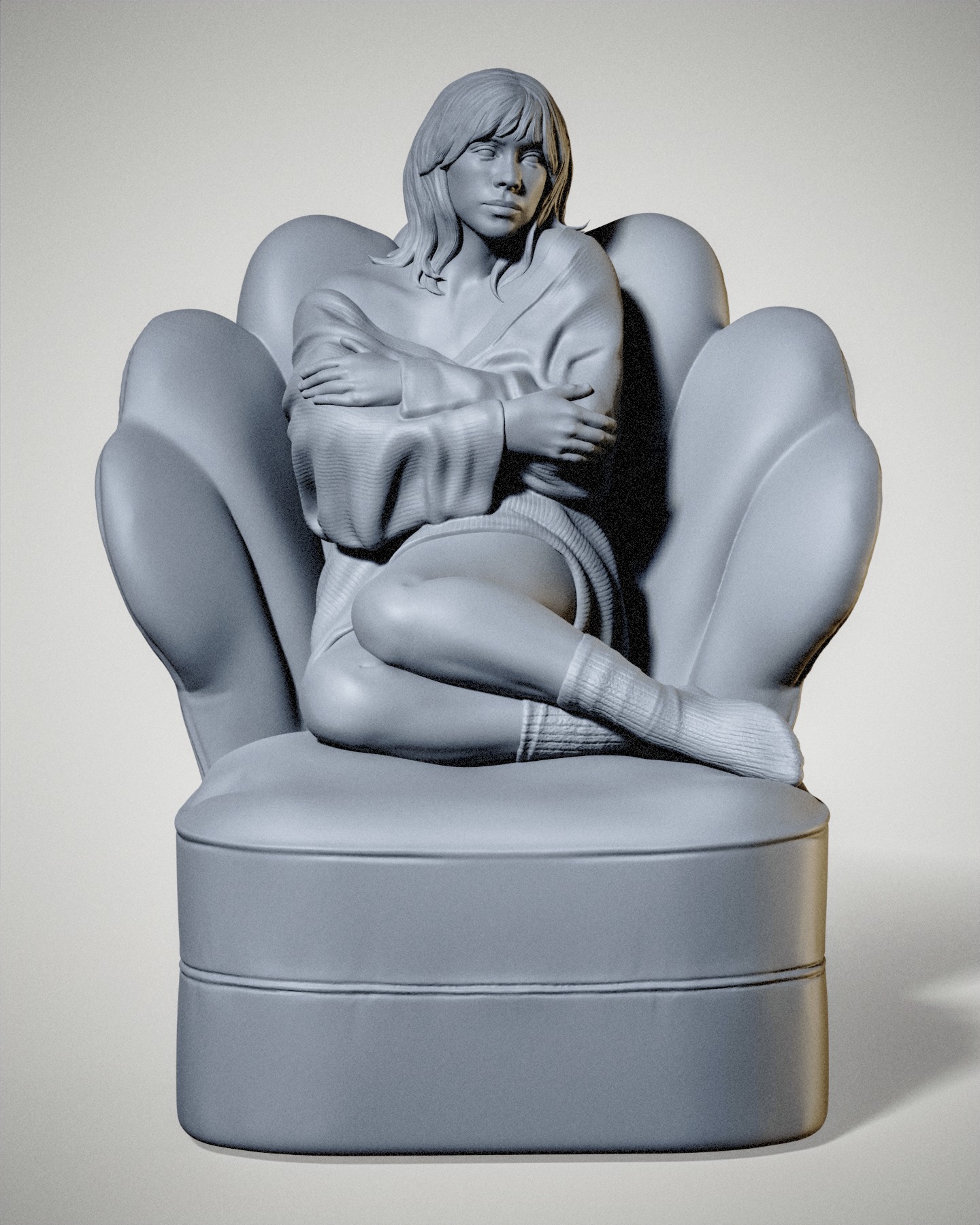 Billie Eilish Happier Than Ever Cover Singer Statue 3D print model_7