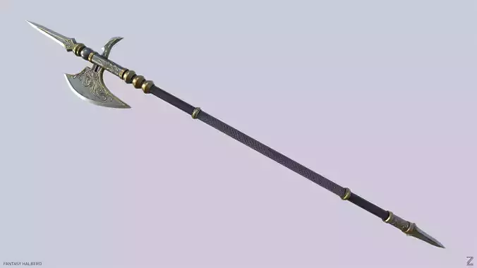 Fantasy halberd Low-poly 3D model Fantasy halberd Low-poly 3D model
