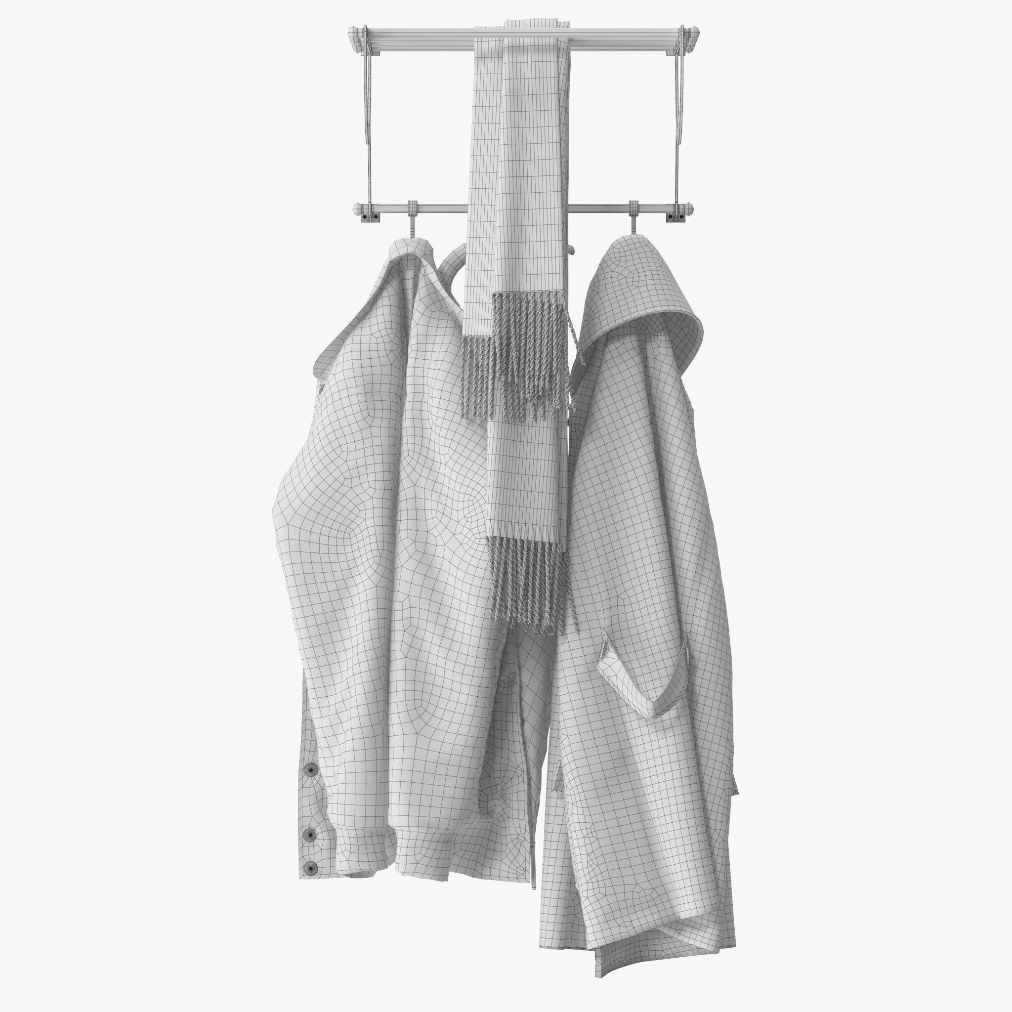 Antique Gold Luggage Rack With Coat Hooks 3D model_17