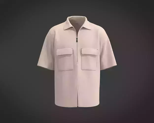 Mens T-shirt with a quarter zip with huge flap chest pocket