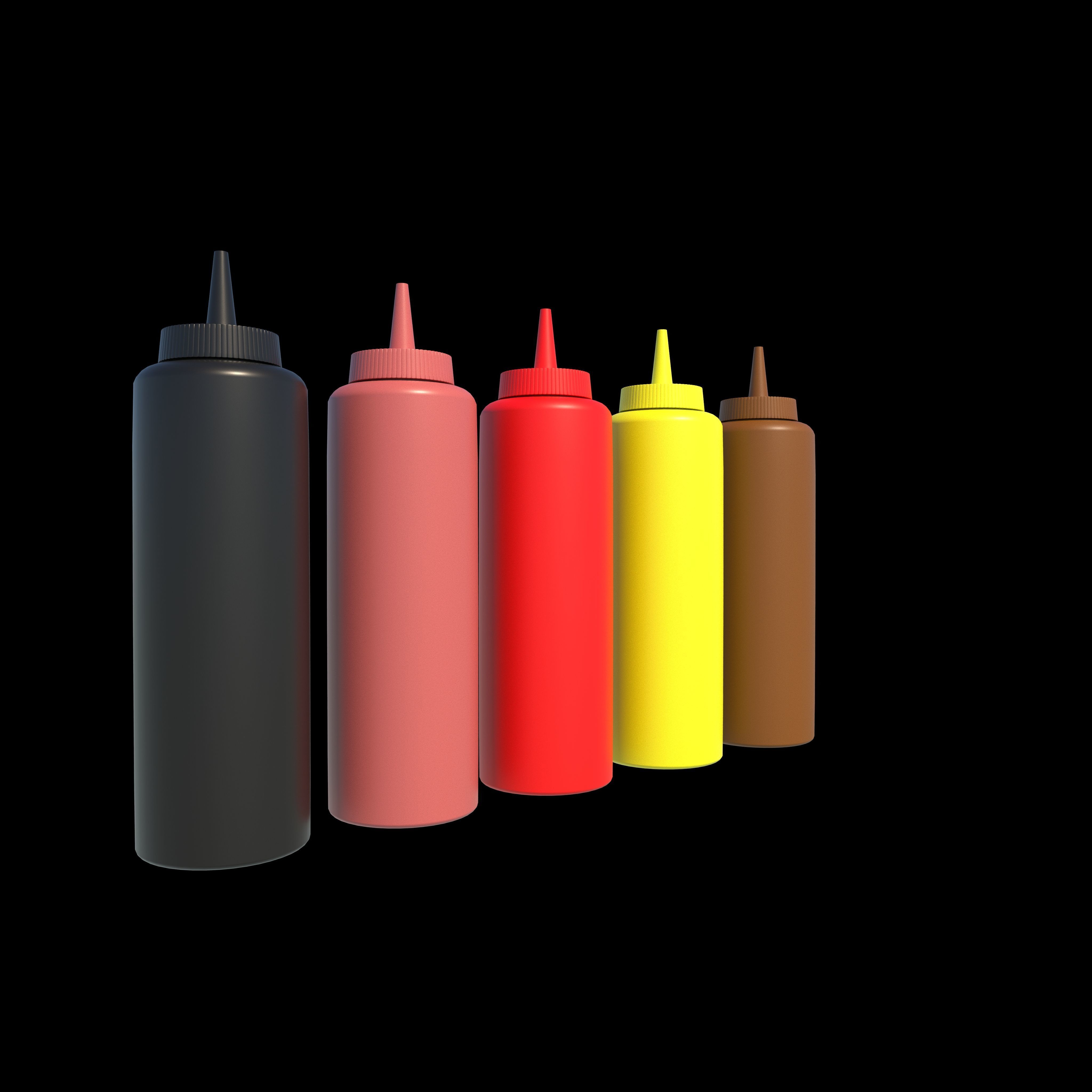 Ketchup and Mustard Bottles  3D model_3
