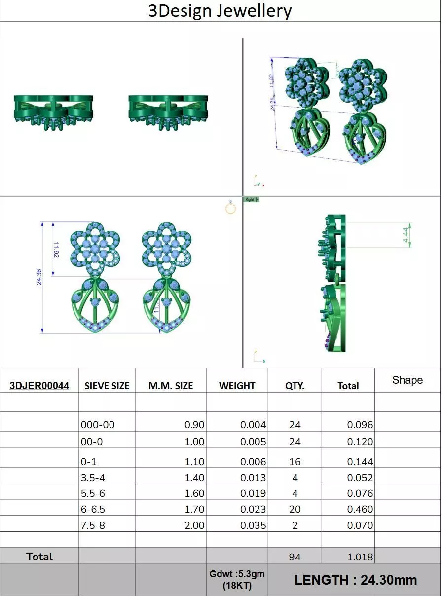 Cluster Earring Appx 1inch 3D print model