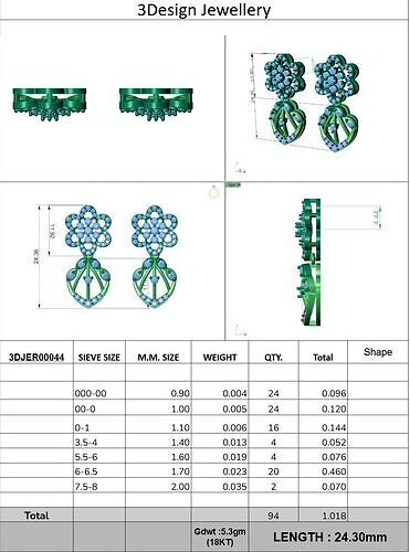 Cluster  Earring  Appx 1inch 3D print model