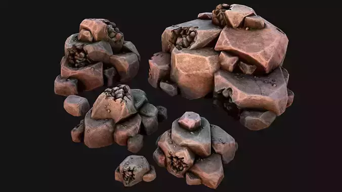 Stones and Rocks Stylized Pack Low-poly 3D model