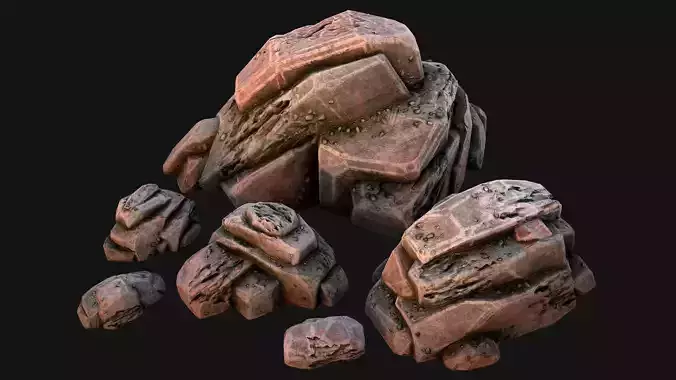 Rocks Stones Pebble Environment for Mine Low-poly 3D model