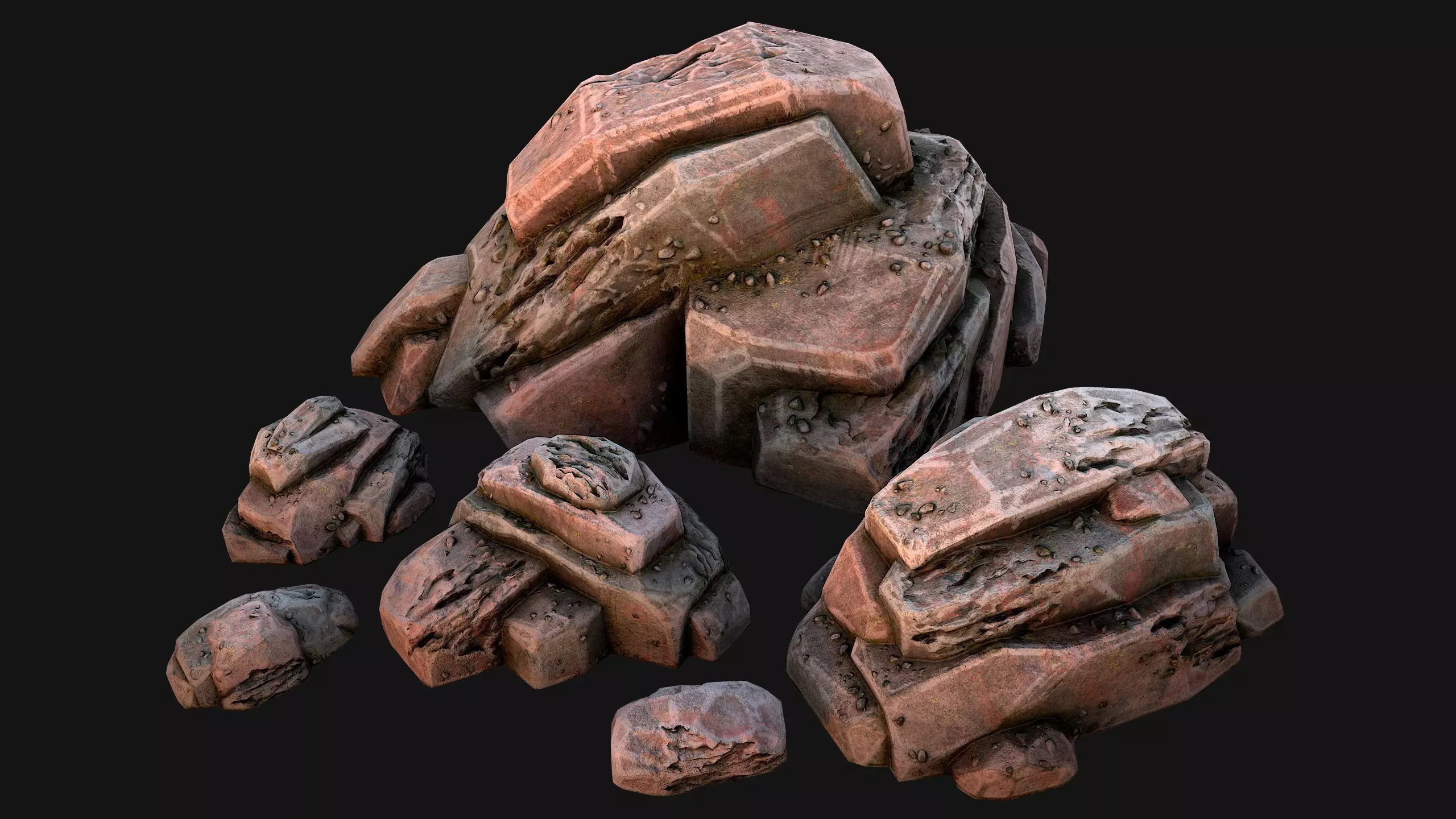 Rocks Stones Pebble Environment for Mine Low-poly 3D model_0