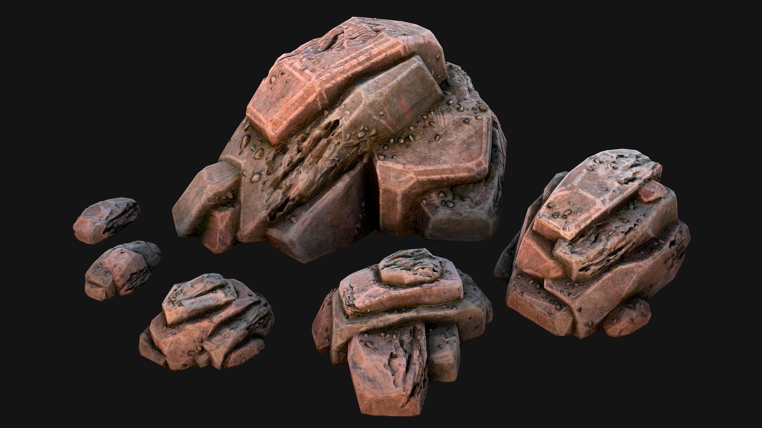 Rocks Stones Pebble Environment for Mine Low-poly 3D model_30