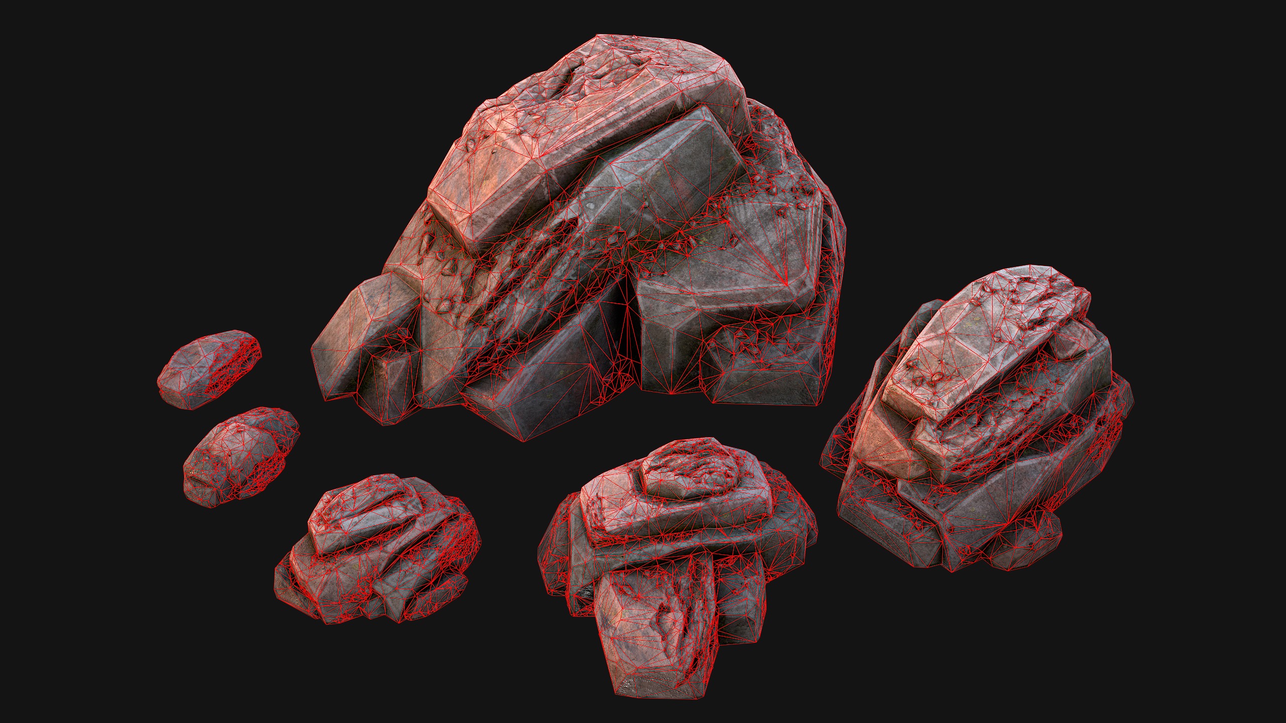 Rocks Stones Pebble Environment for Mine Low-poly 3D model_16